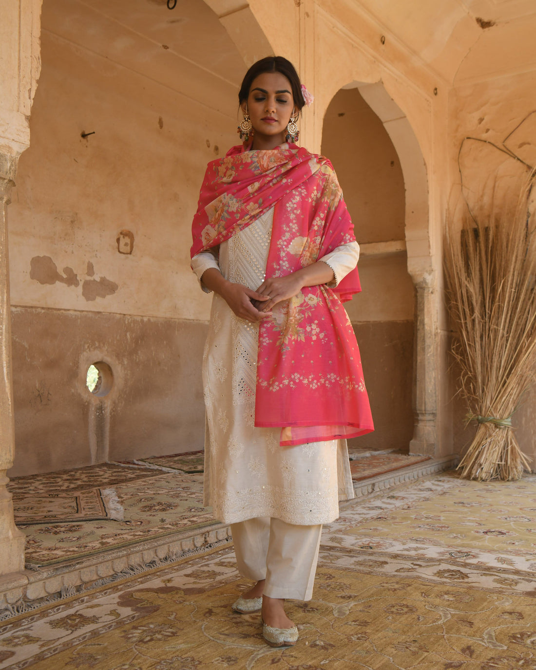 LIGHT BEIGE NAZAM KURTA SET