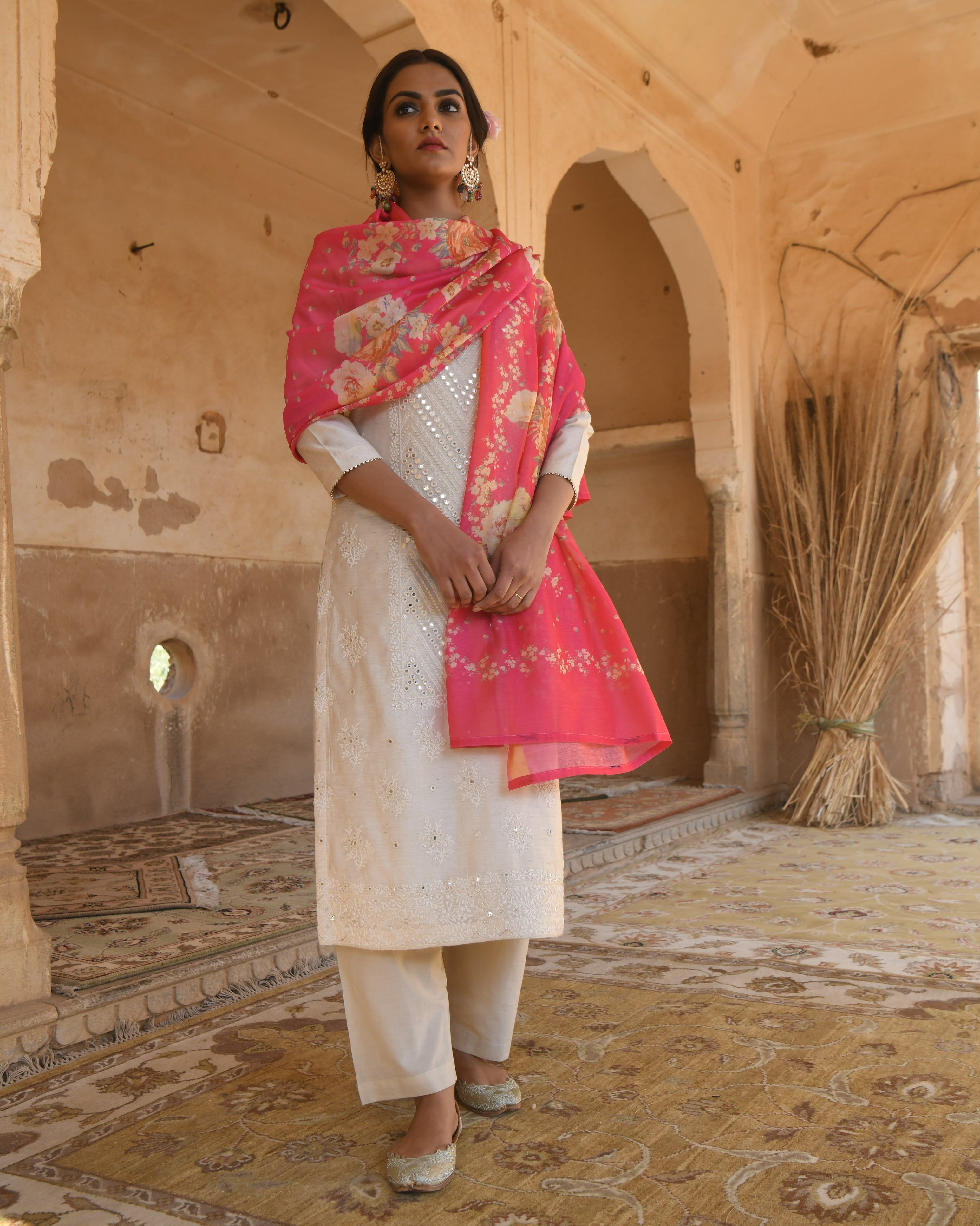 LIGHT BEIGE NAZAM KURTA SET