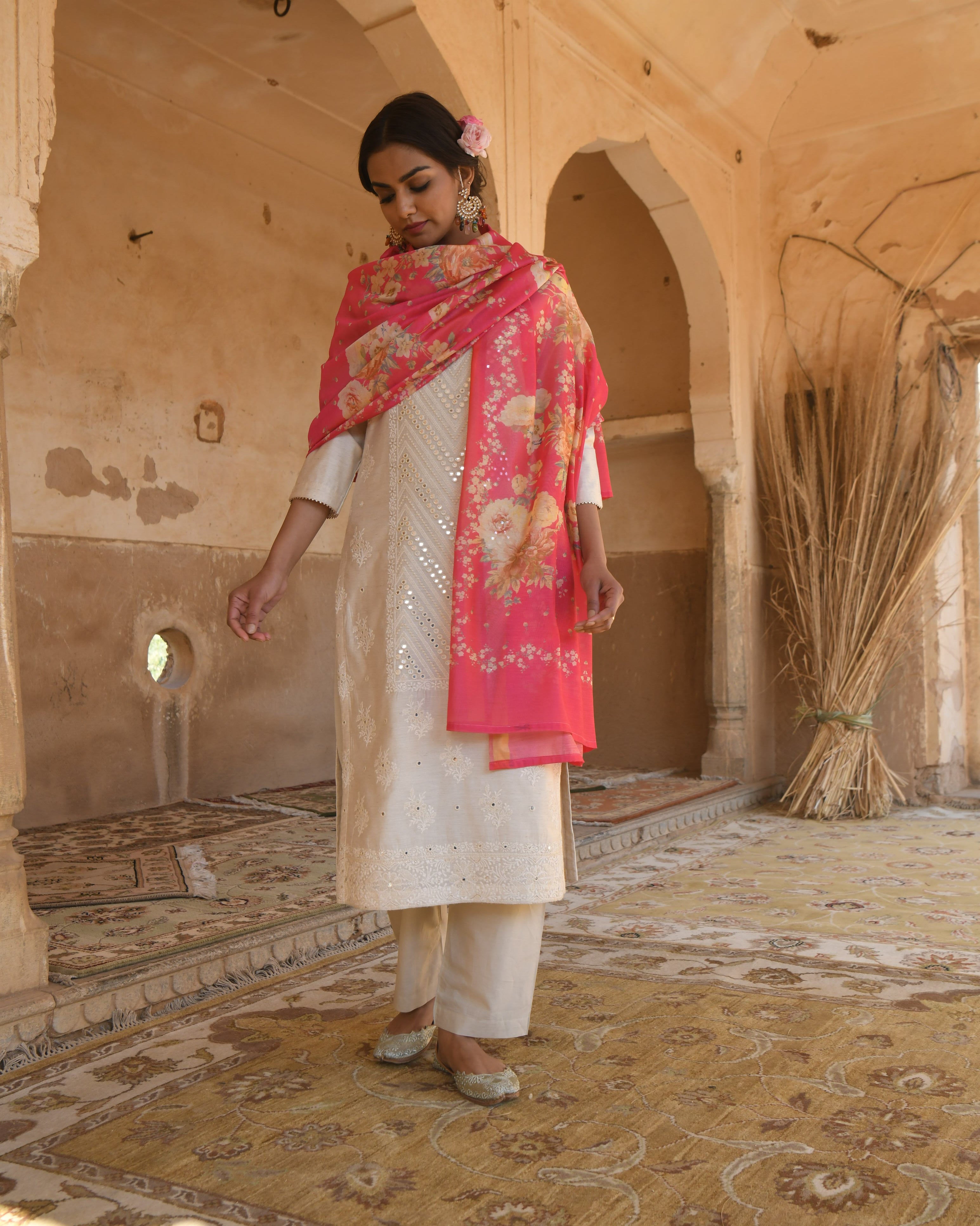 LIGHT BEIGE NAZAM KURTA SET