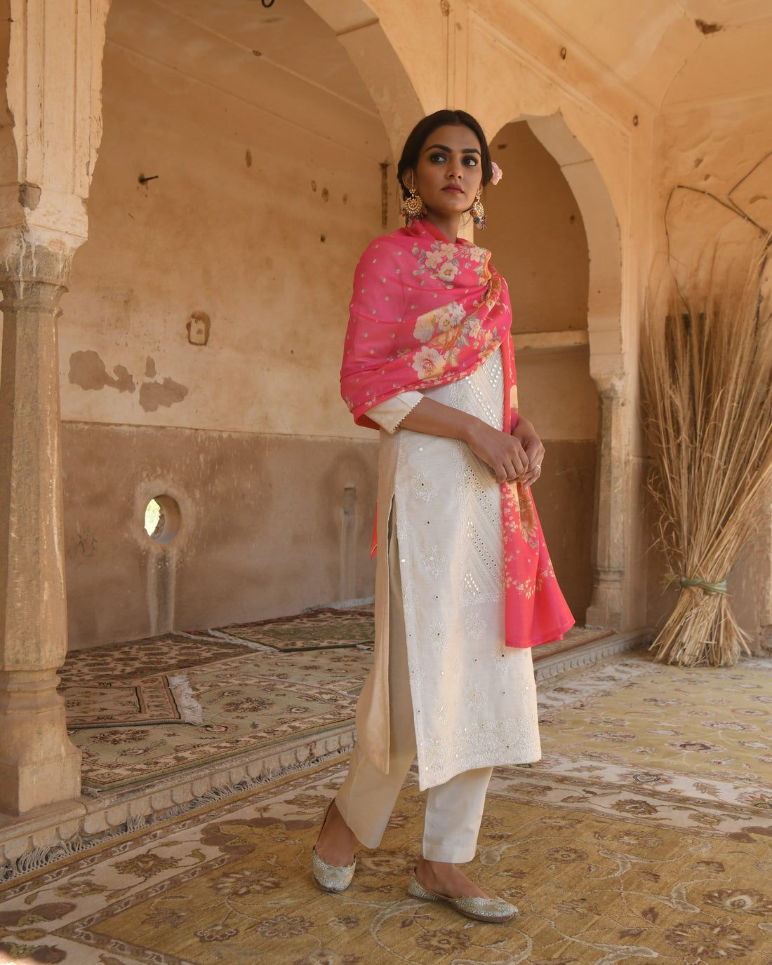 LIGHT BEIGE NAZAM KURTA SET