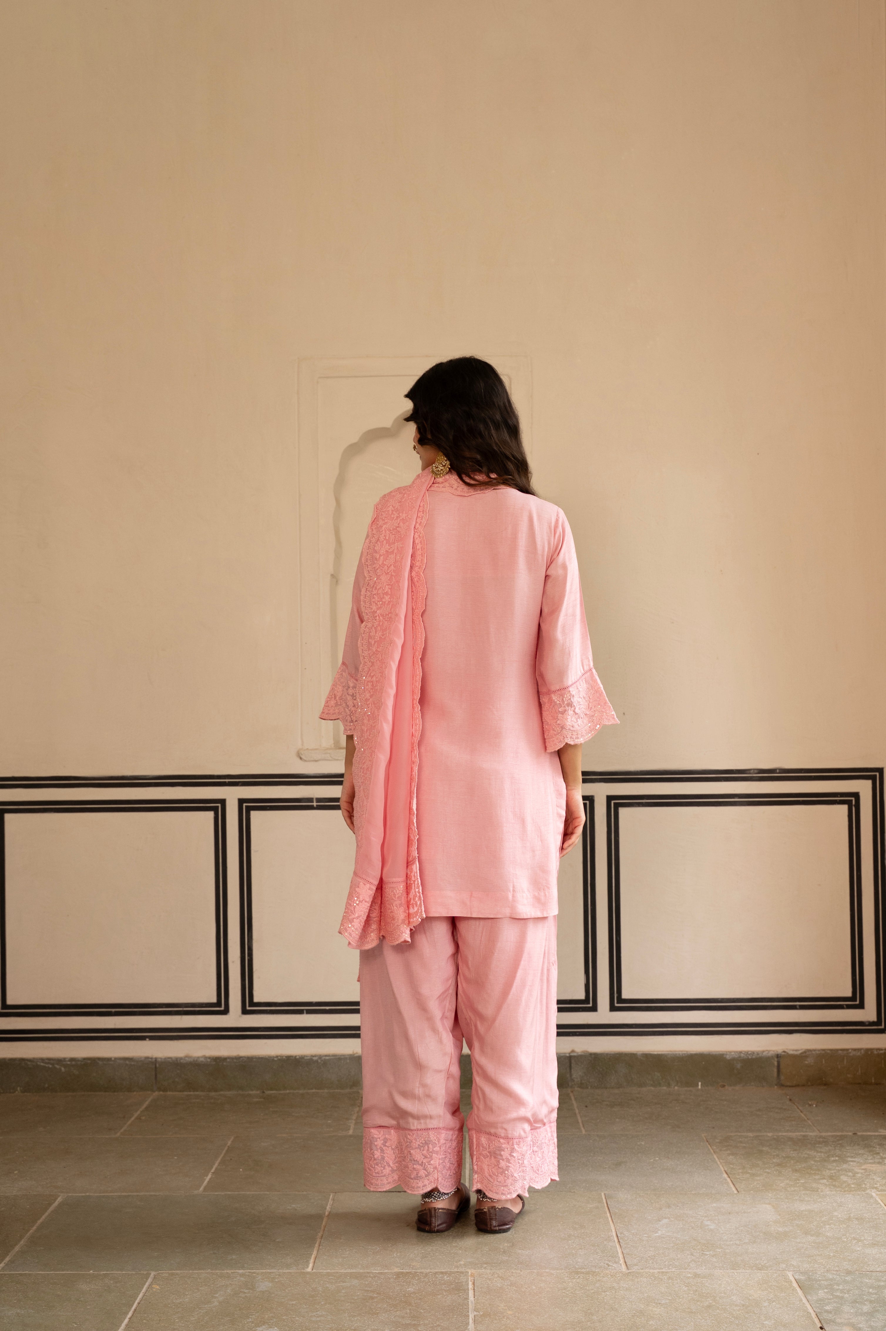 ROSE PINK  PURE DOLA SILK KURTA SET