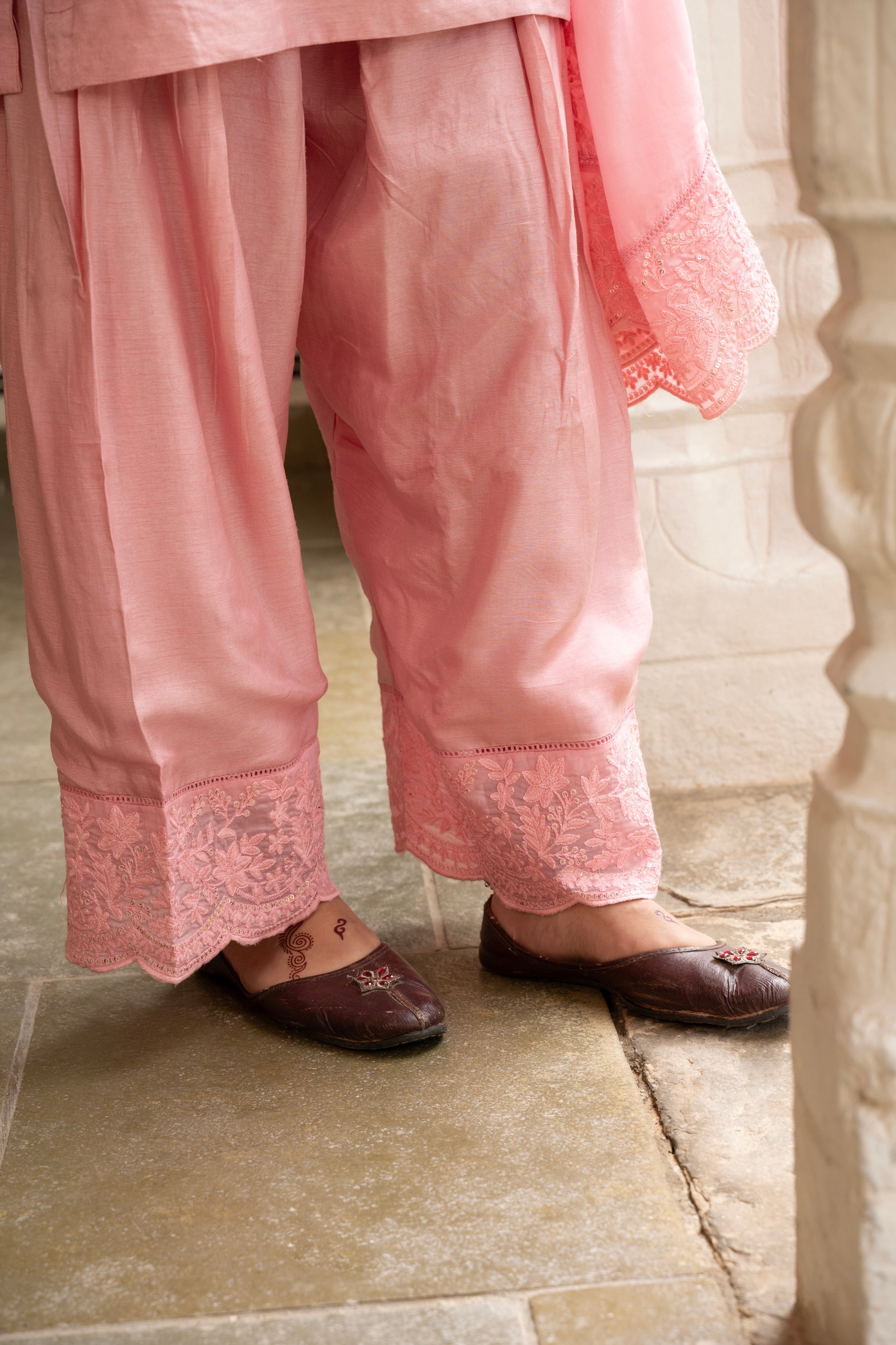 ROSE PINK  PURE DOLA SILK KURTA SET