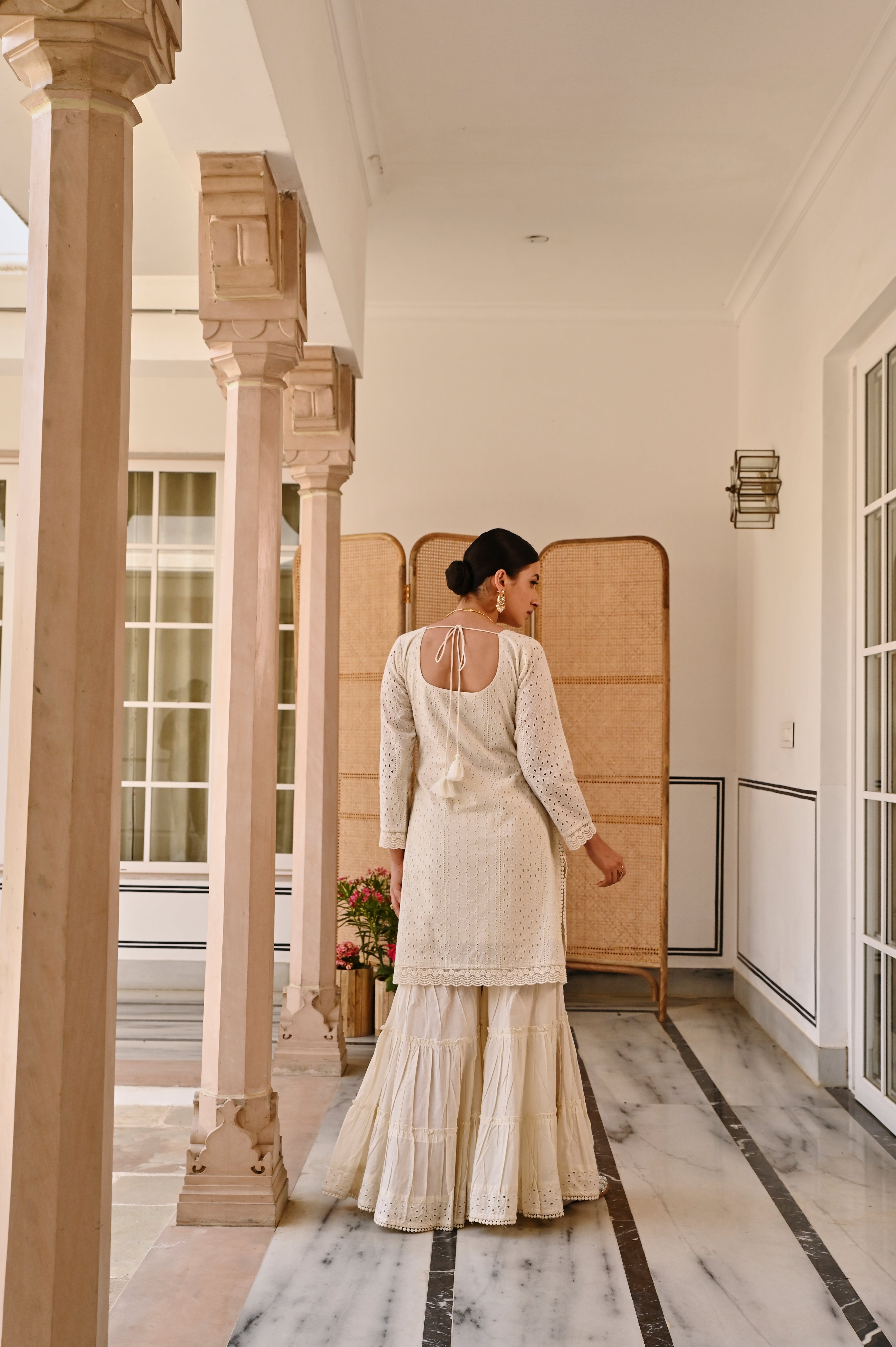 IVORY SCHIFFALI SHARARA SET