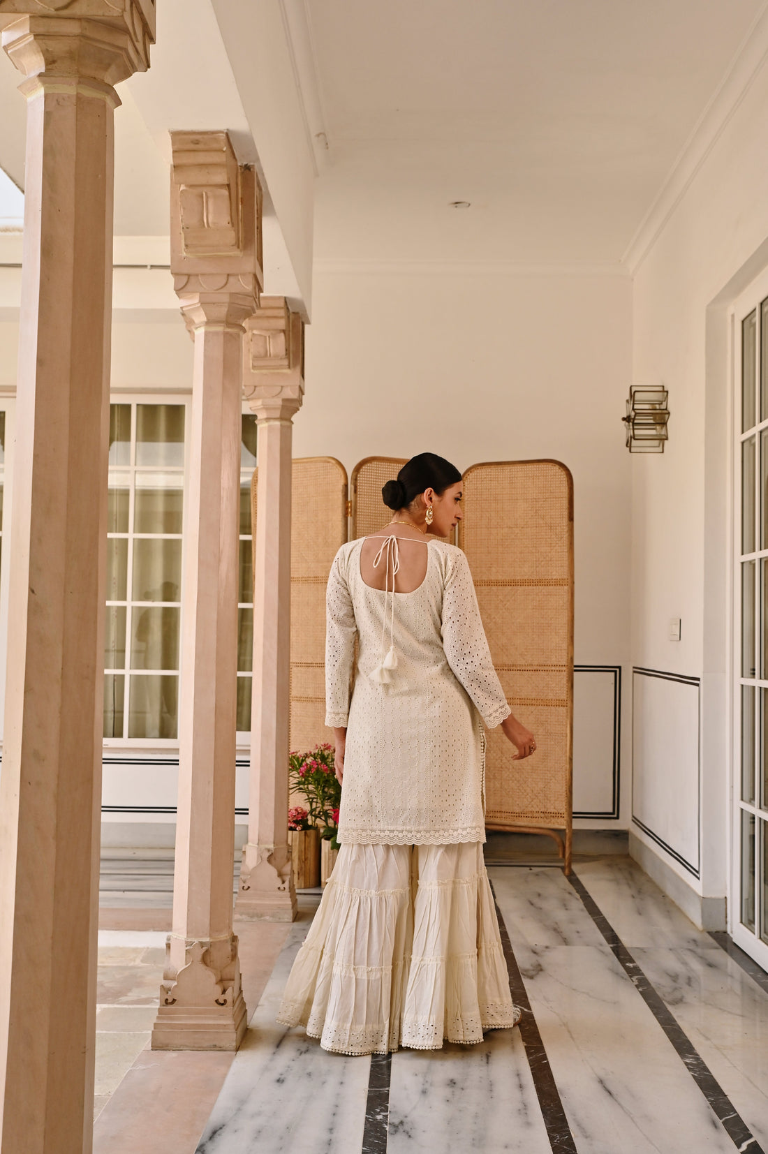 IVORY SCHIFFALI SHARARA SET