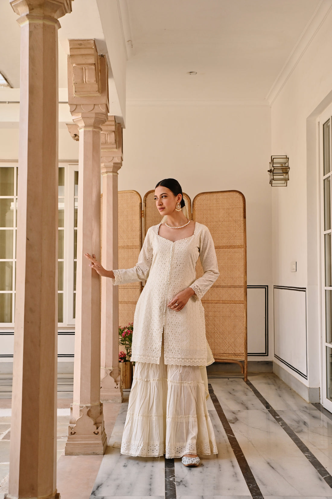 IVORY SCHIFFALI SHARARA SET