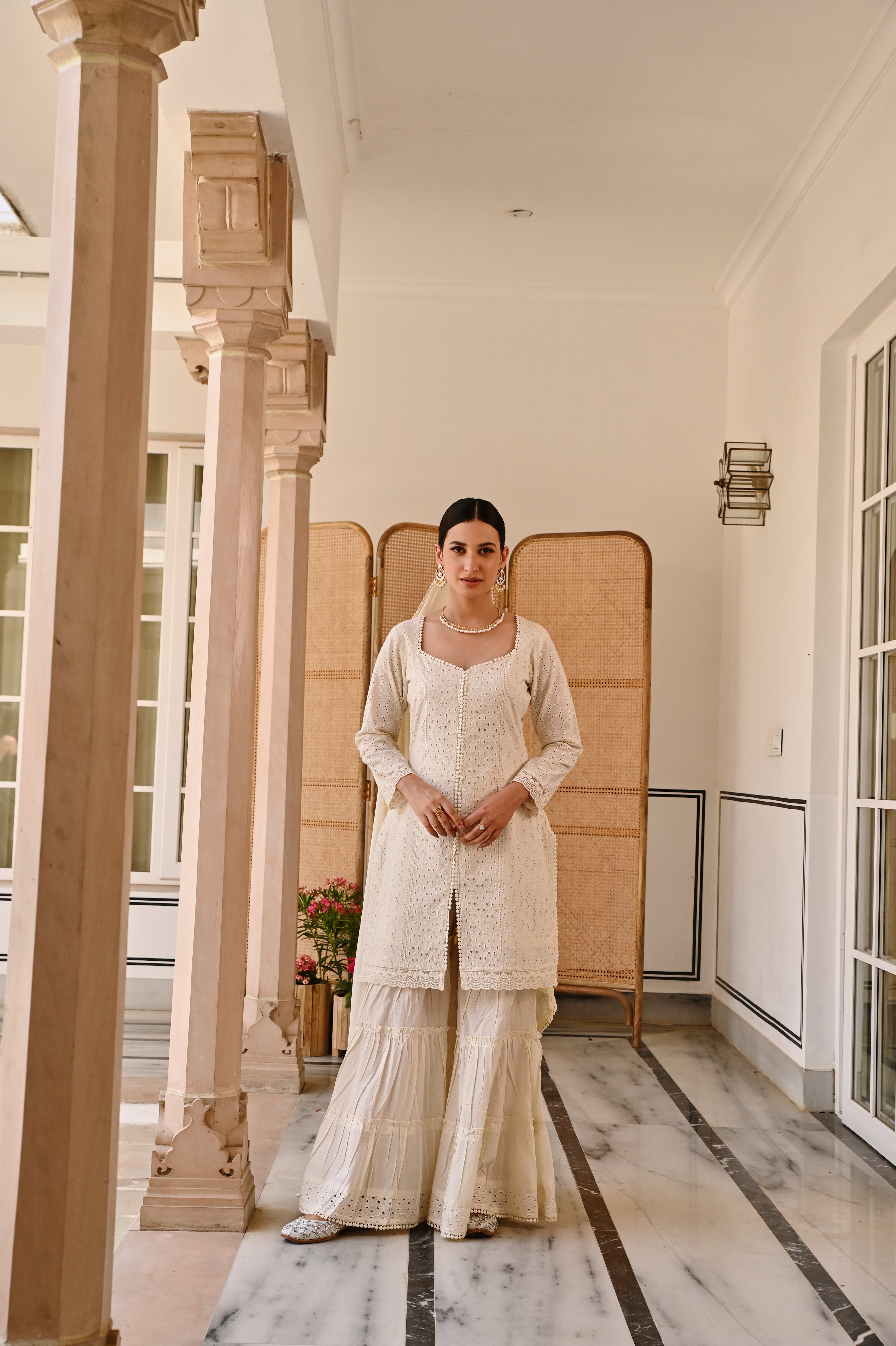 IVORY SCHIFFALI SHARARA SET