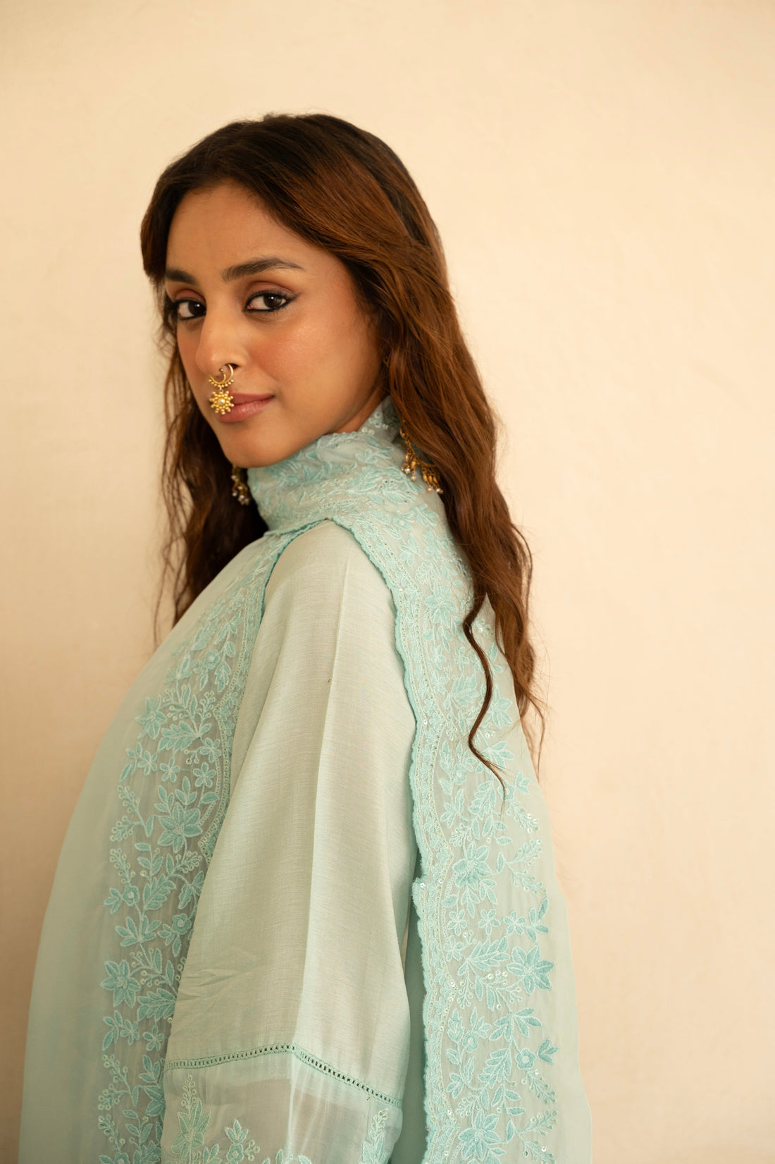ICE BLUE  PURE DOLA SILK KURTA SET