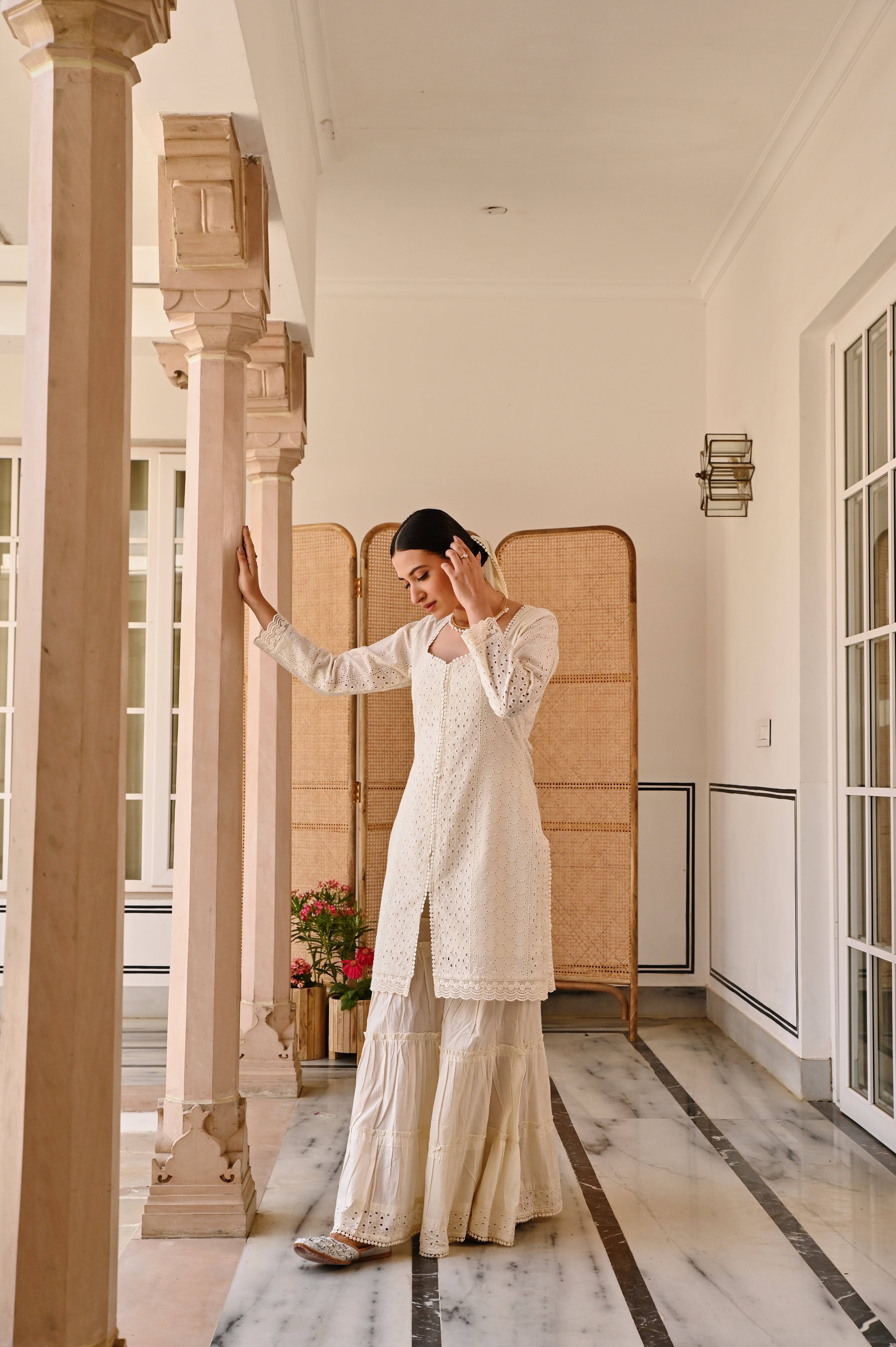 IVORY SCHIFFALI SHARARA SET