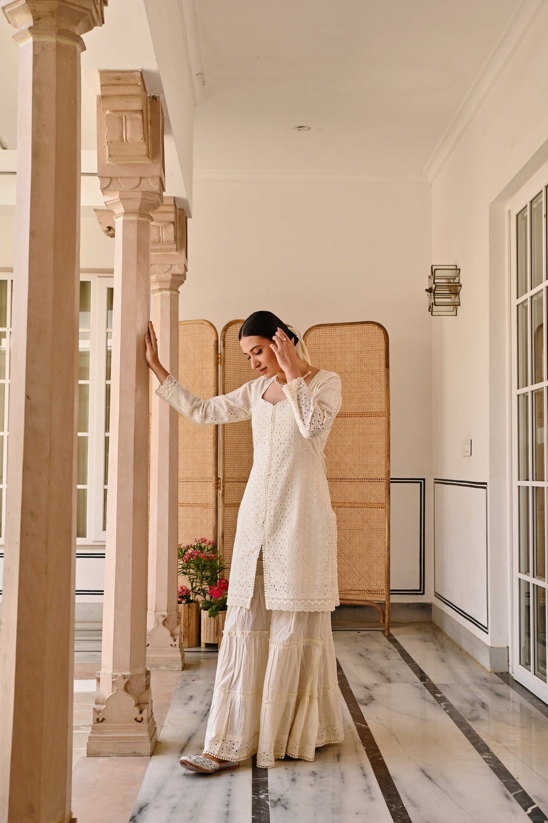 IVORY SCHIFFALI SHARARA SET