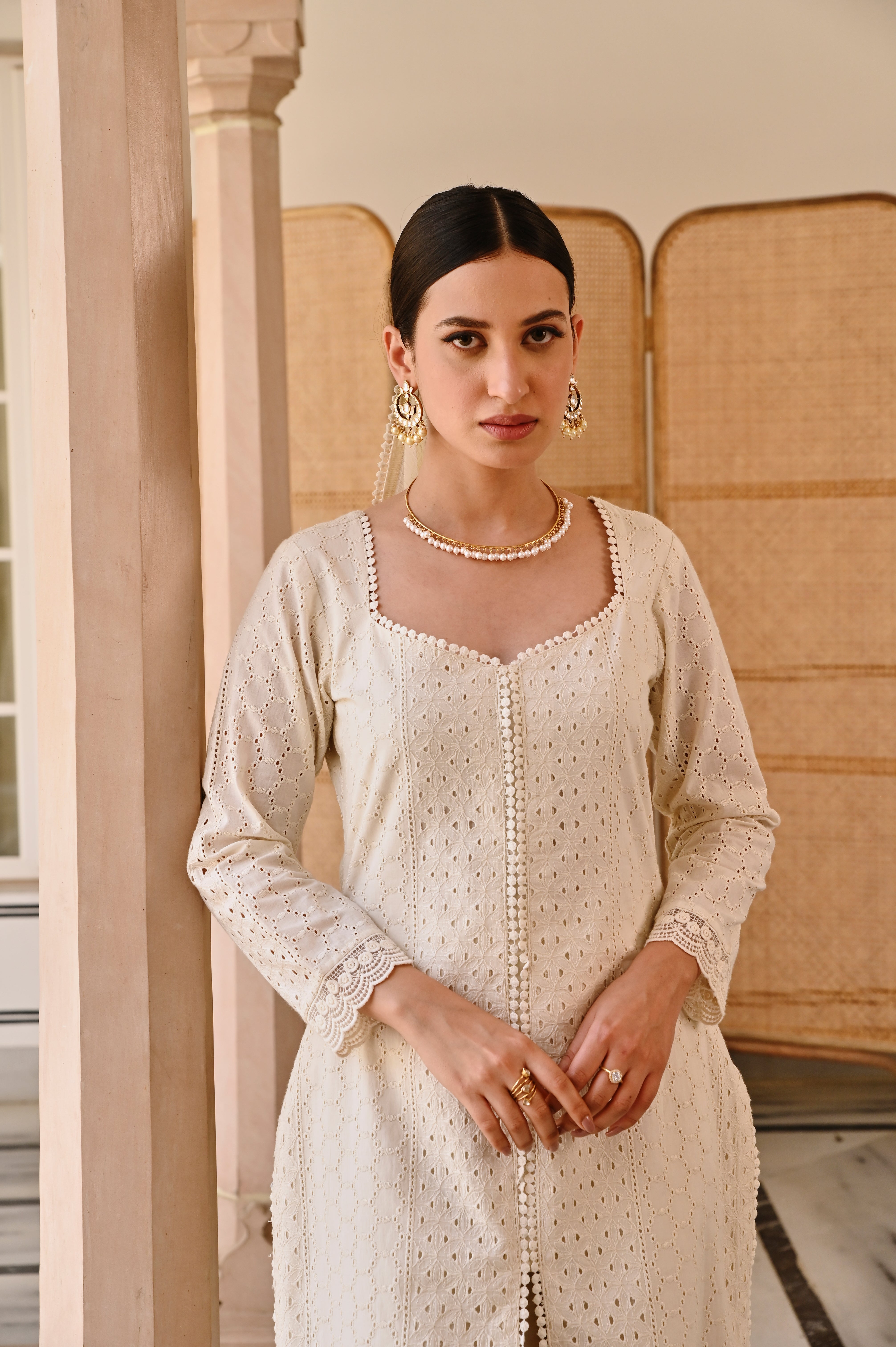 IVORY SCHIFFALI SHARARA SET