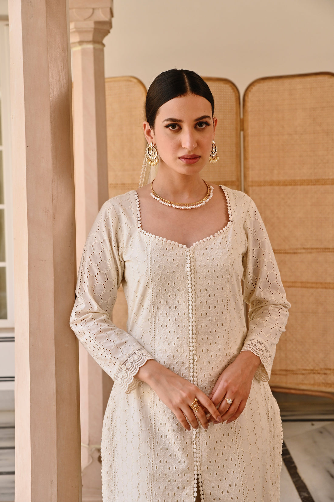 IVORY SCHIFFALI SHARARA SET