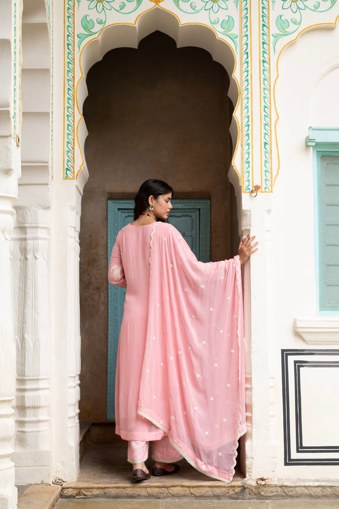 ROSE PINK  PURE GEORGETTE KURTA SET