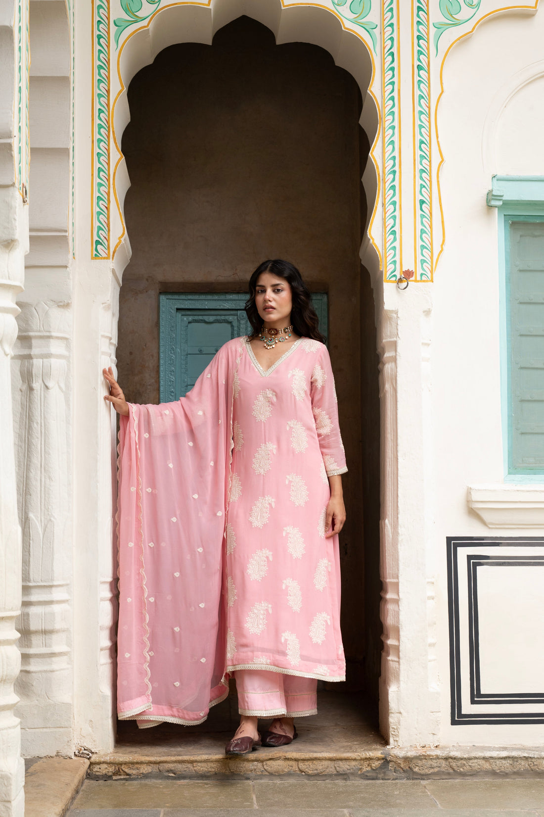 ROSE PINK  PURE GEORGETTE KURTA SET