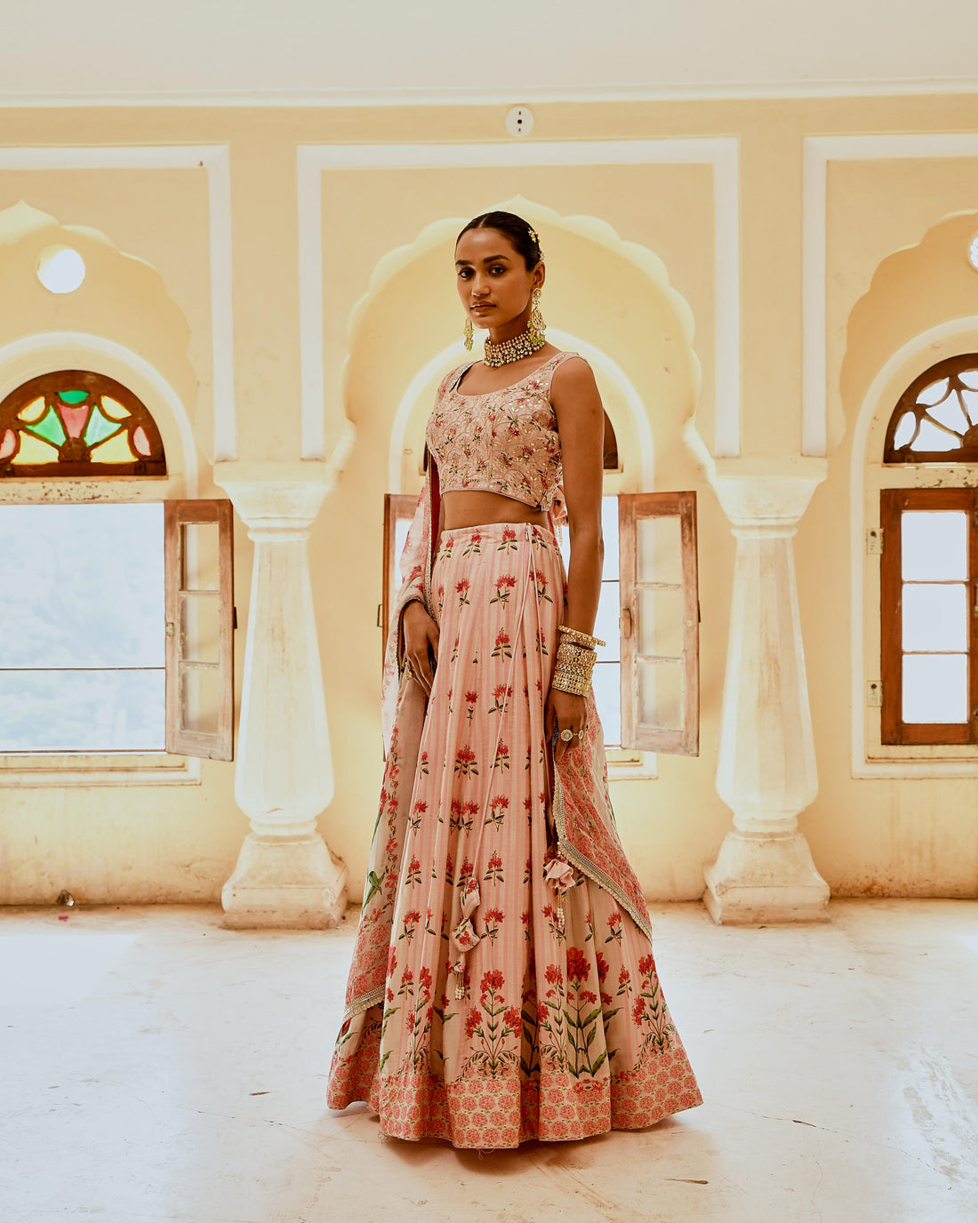 FIZA PINK PRINTED LEHANGA SET