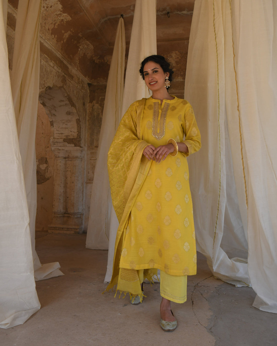 YELLOW NOOR KURTA SET