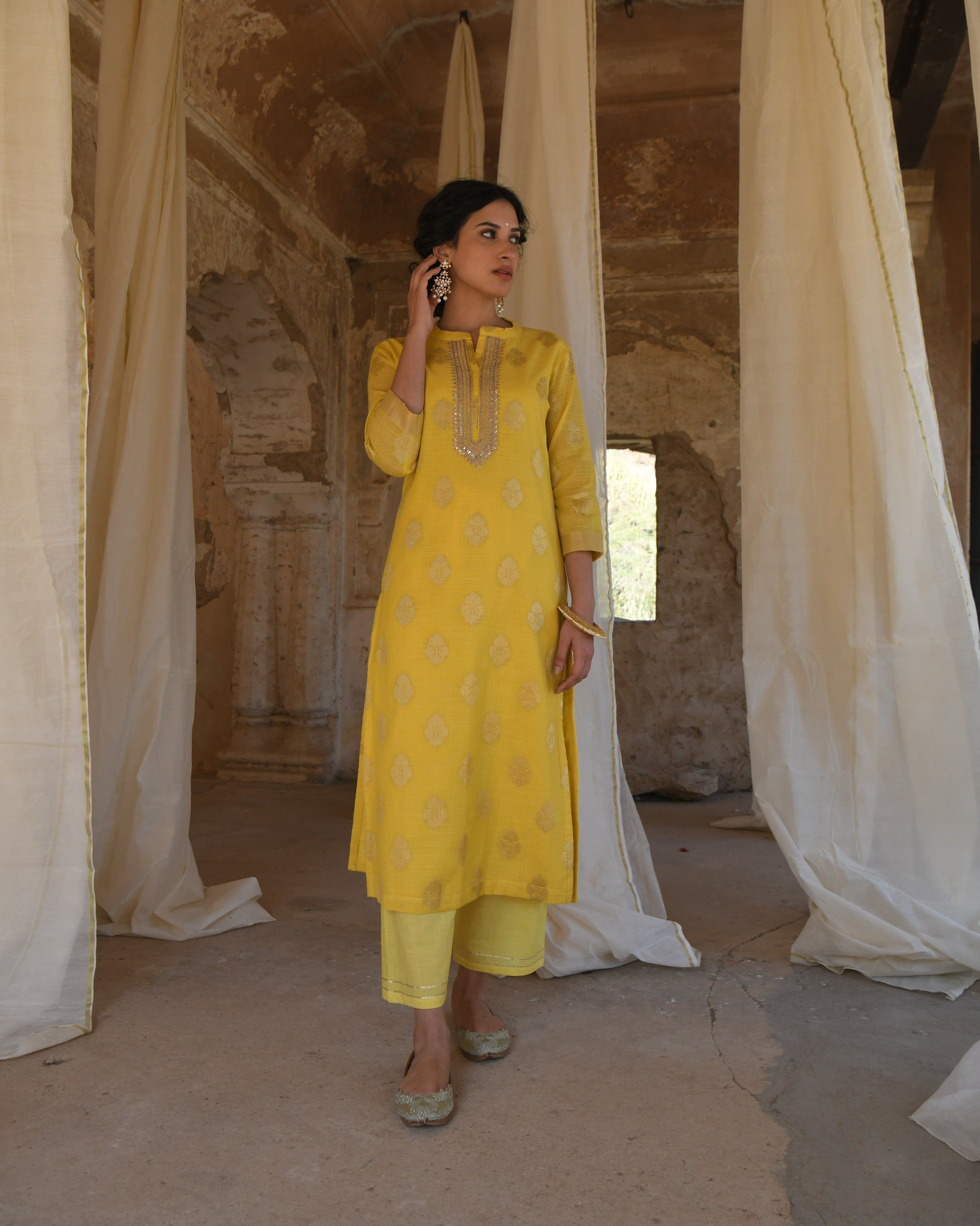YELLOW NOOR KURTA SET