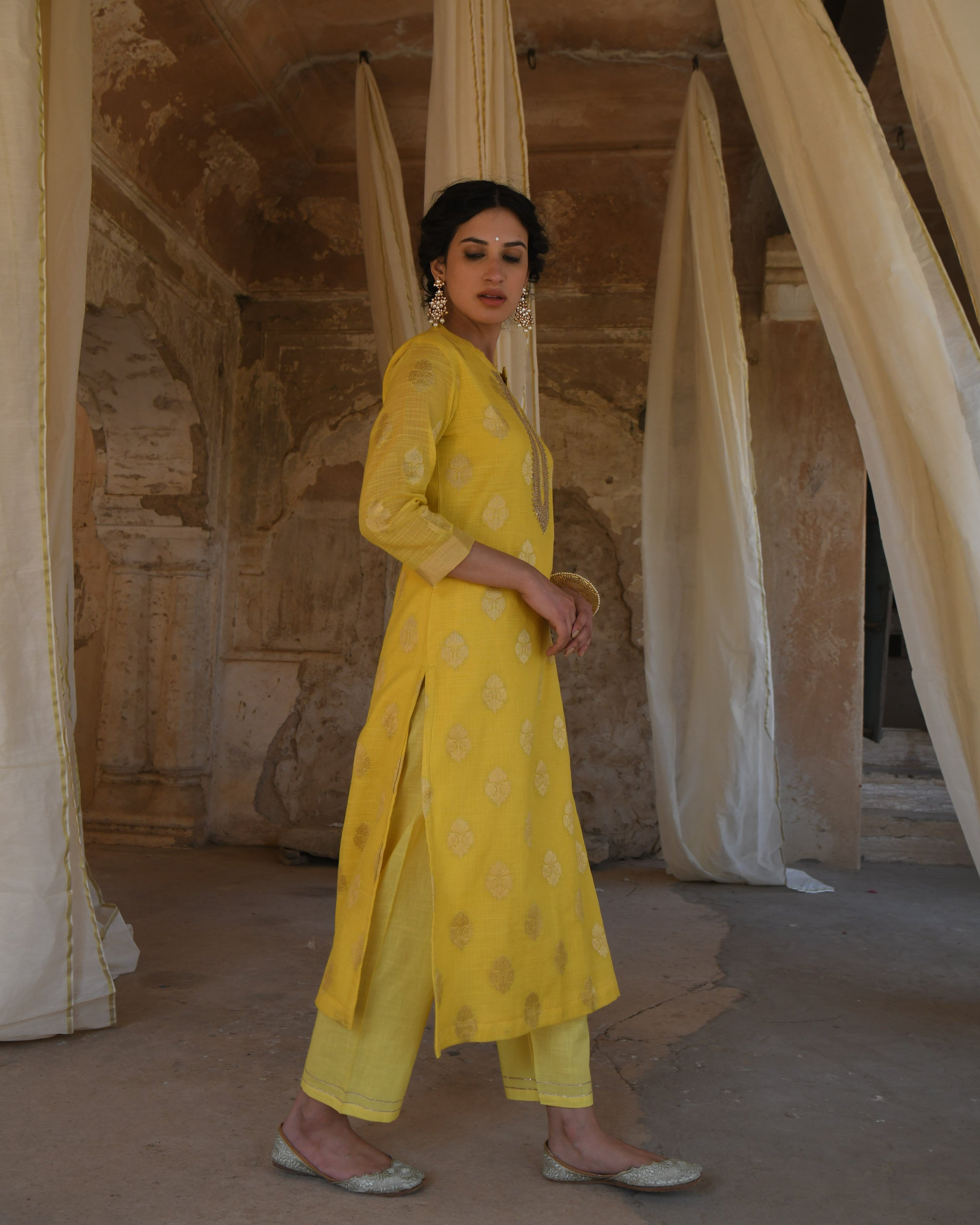 YELLOW NOOR KURTA SET