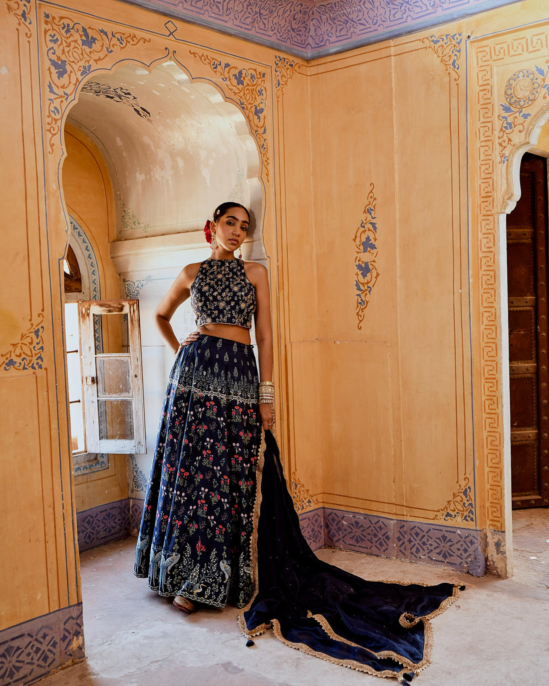 FIZA BLUE PRINTED FLORAL PRINTED LEHANGA SET