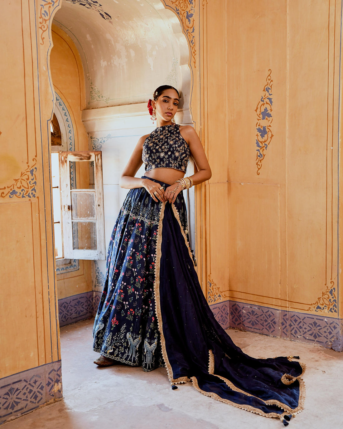 FIZA BLUE PRINTED FLORAL PRINTED LEHANGA SET