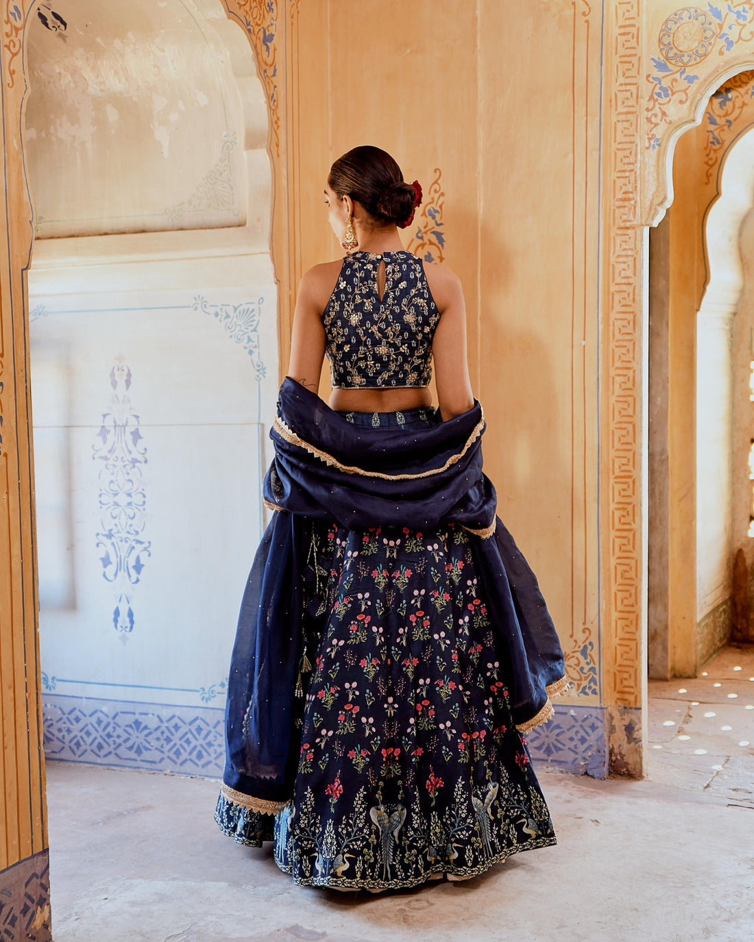 FIZA BLUE PRINTED FLORAL PRINTED LEHANGA SET