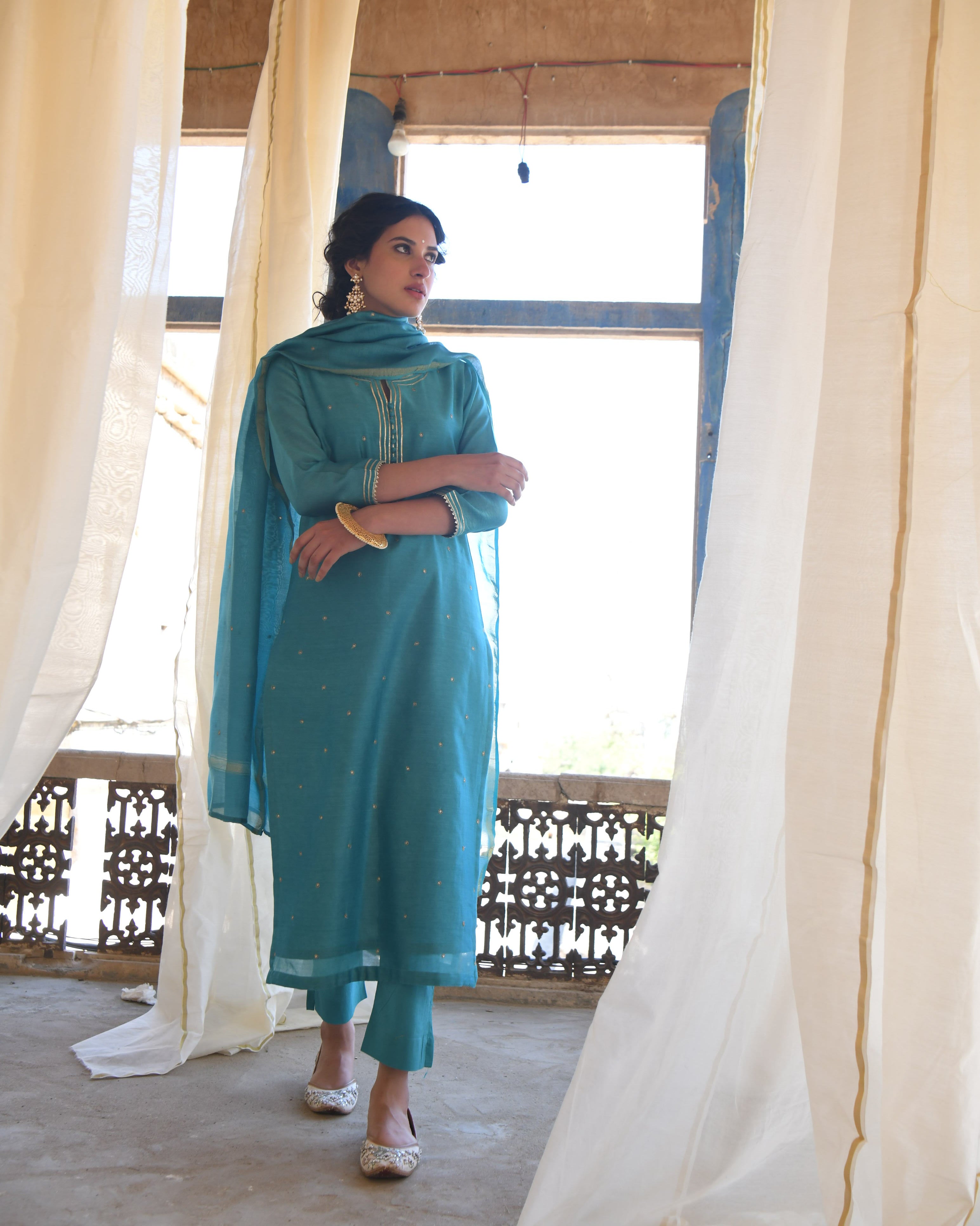 FIROZI BAMBOO CHANDERI KURTA SET