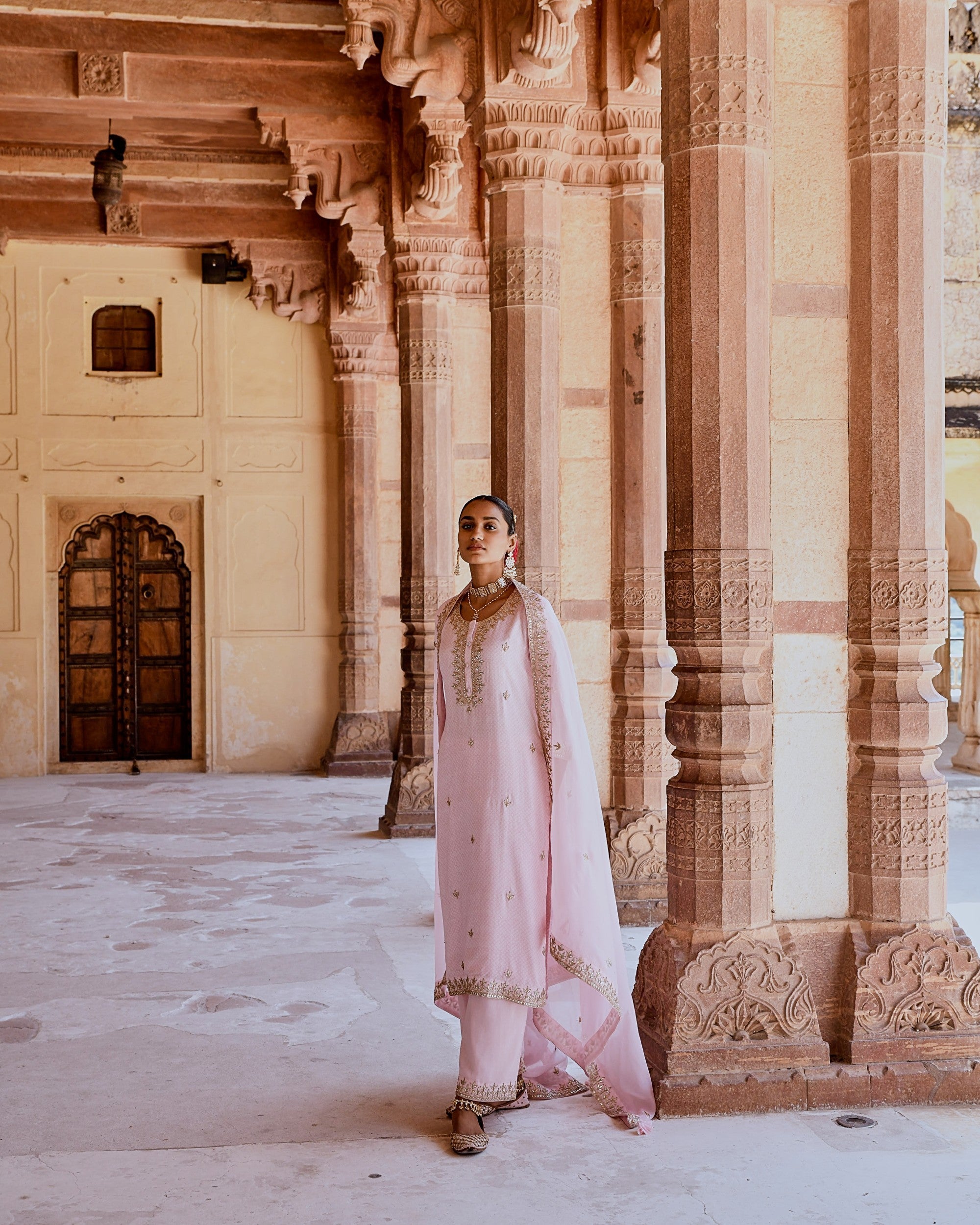 BLUSH PINK BANDHANI KURTA SET