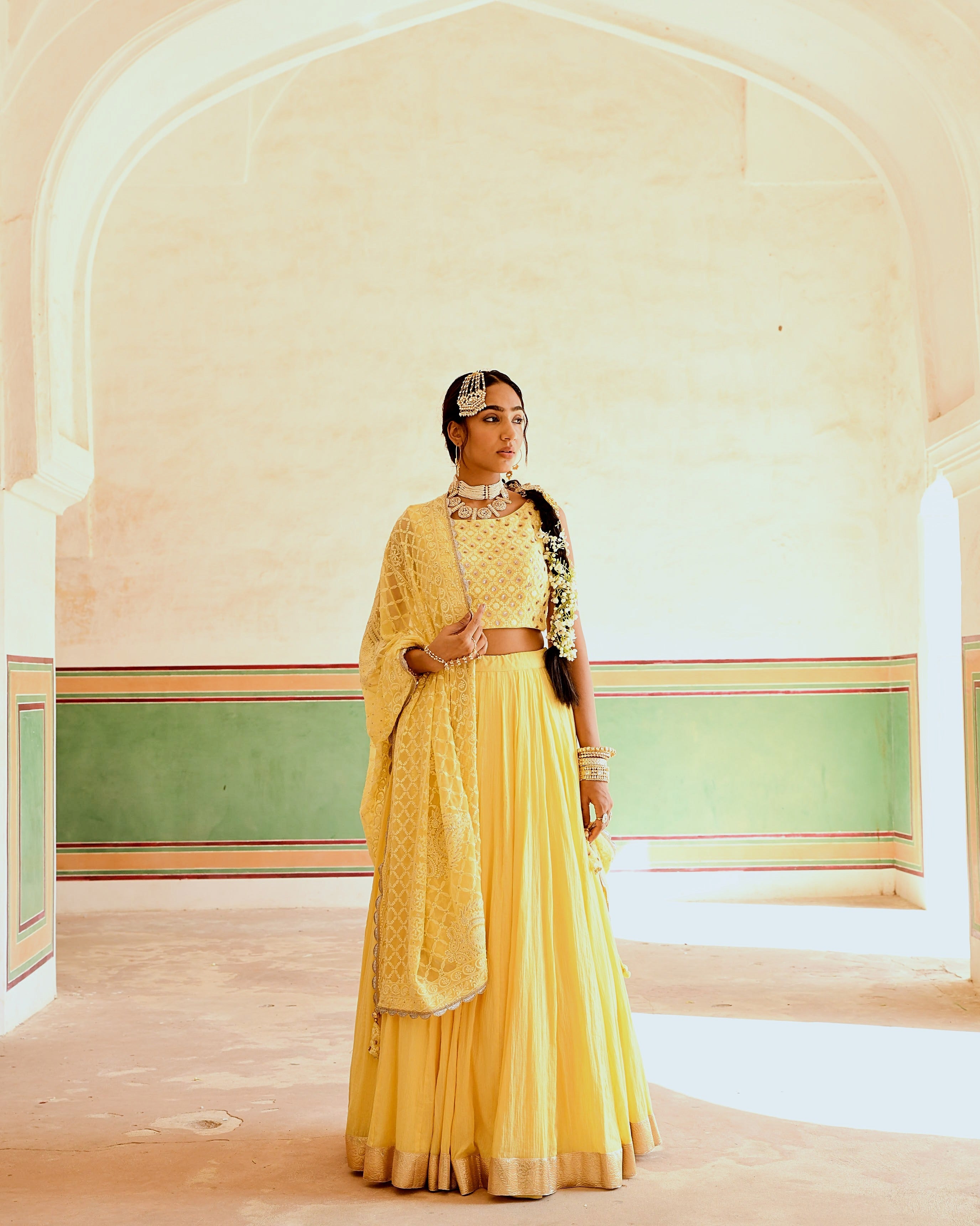 INAAYAT YELLOW FLARED SKIRT SET