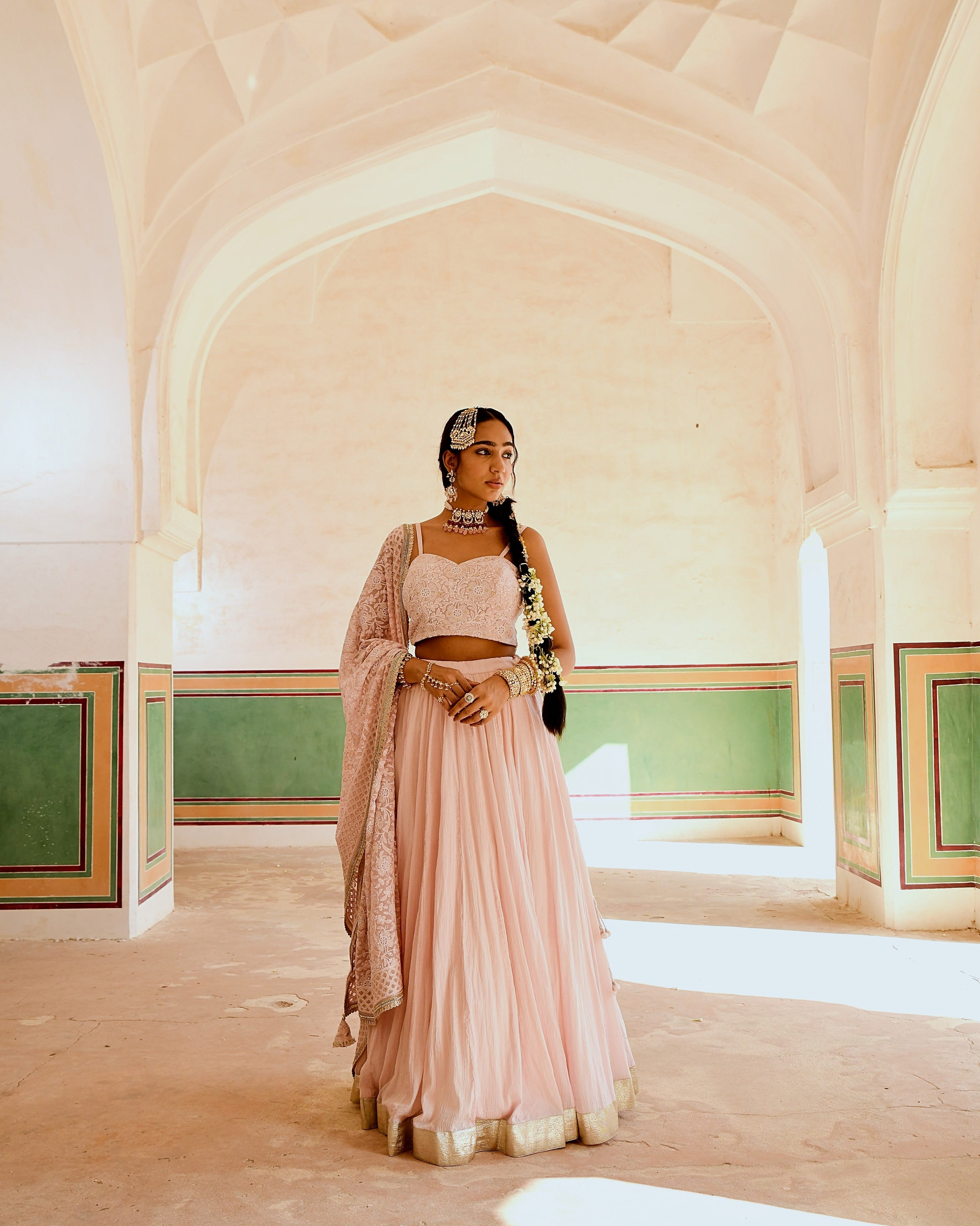 INAAYAT CREPE PINK SKIRT SET