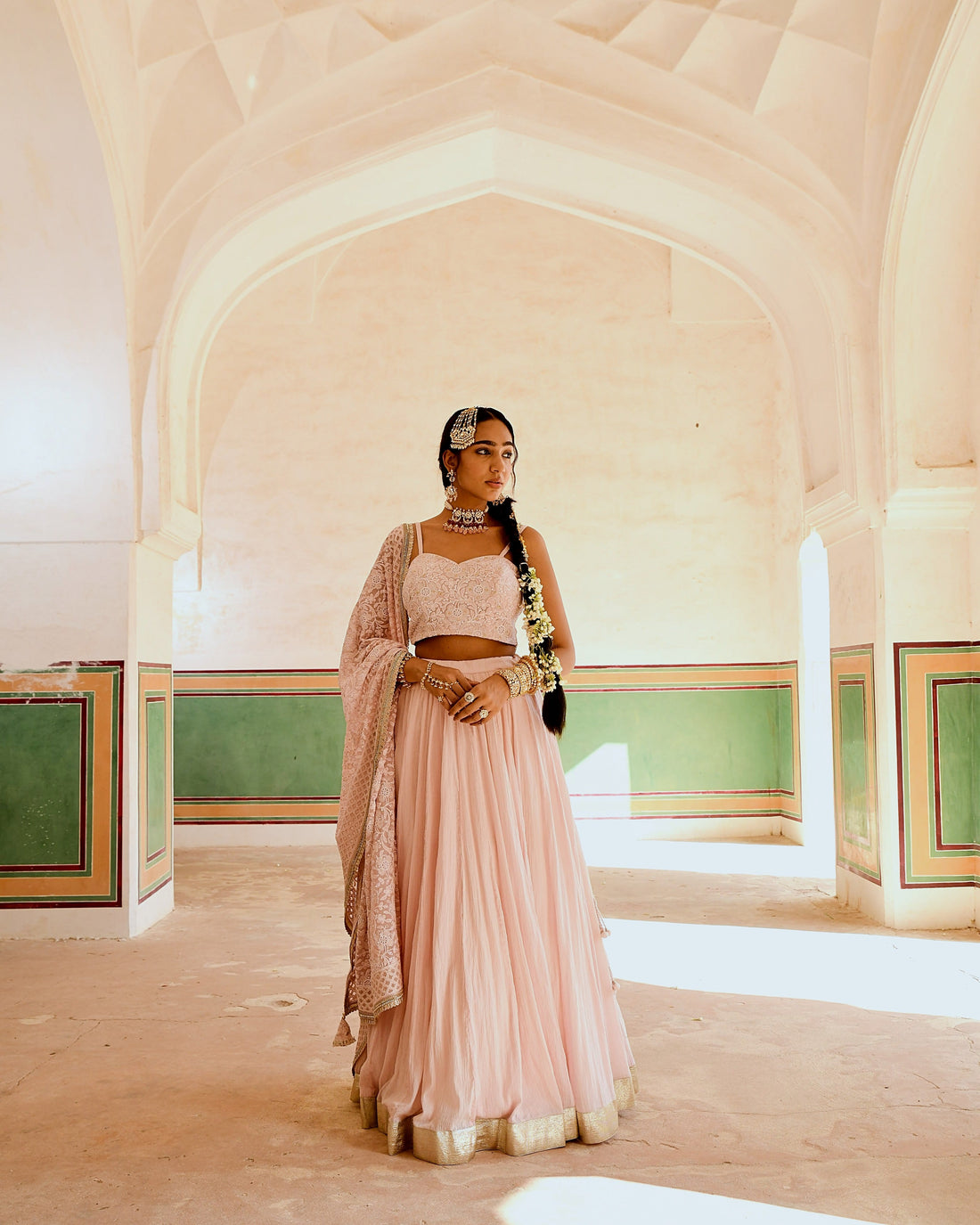 INAAYAT CREPE PINK SKIRT SET
