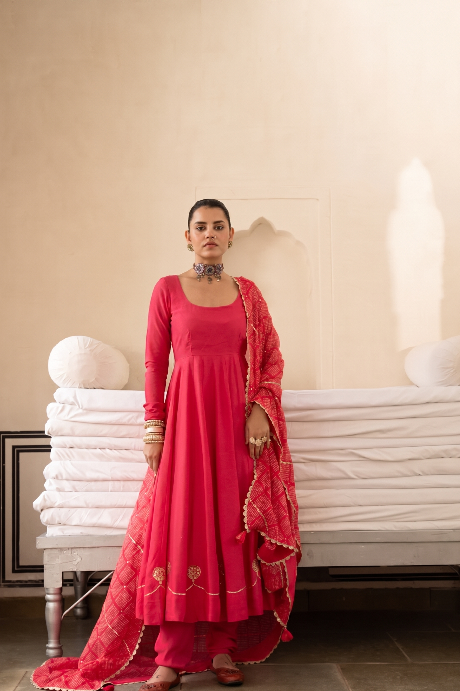 Pink Pure Dola Silk Kurta Set