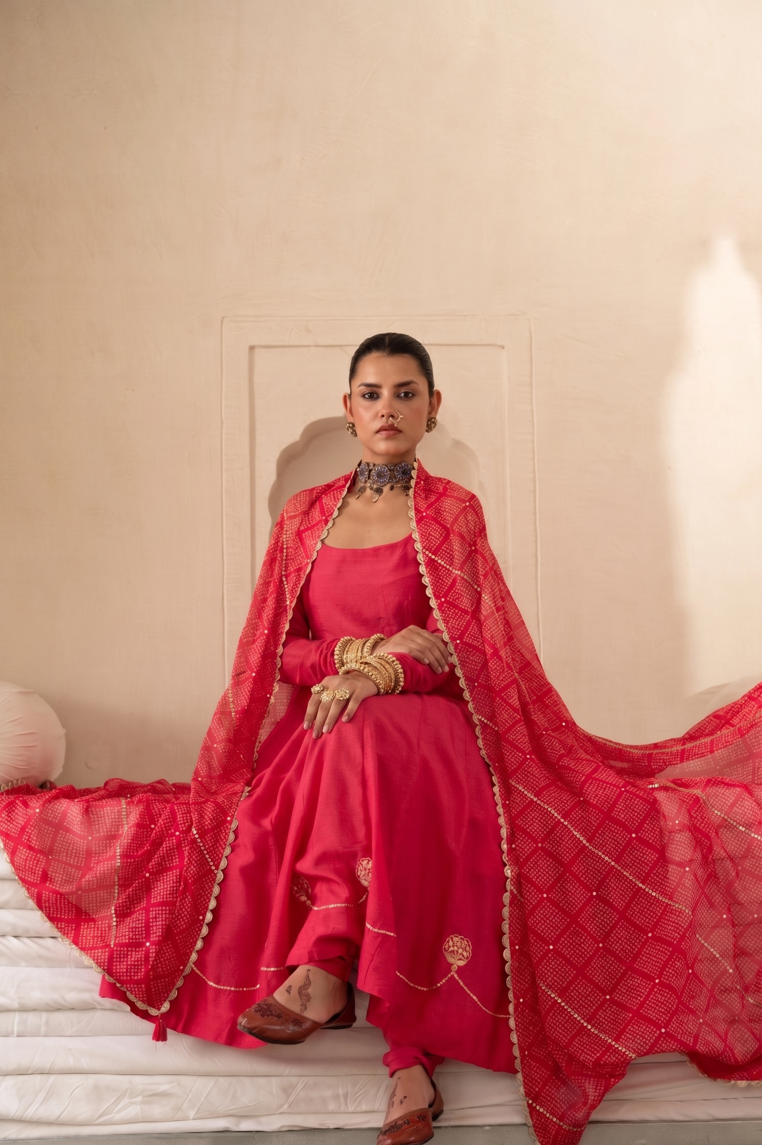 Pink Pure Dola Silk Kurta Set