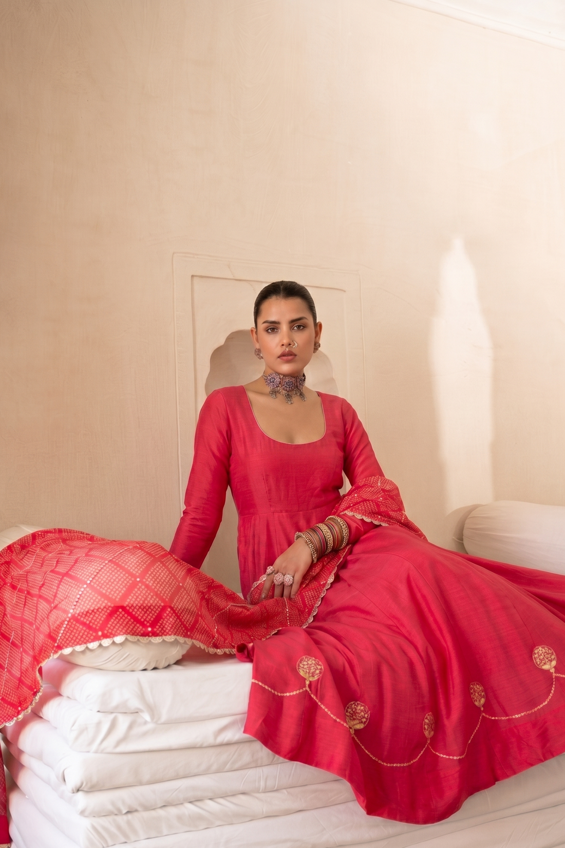 Pink Pure Dola Silk Kurta Set
