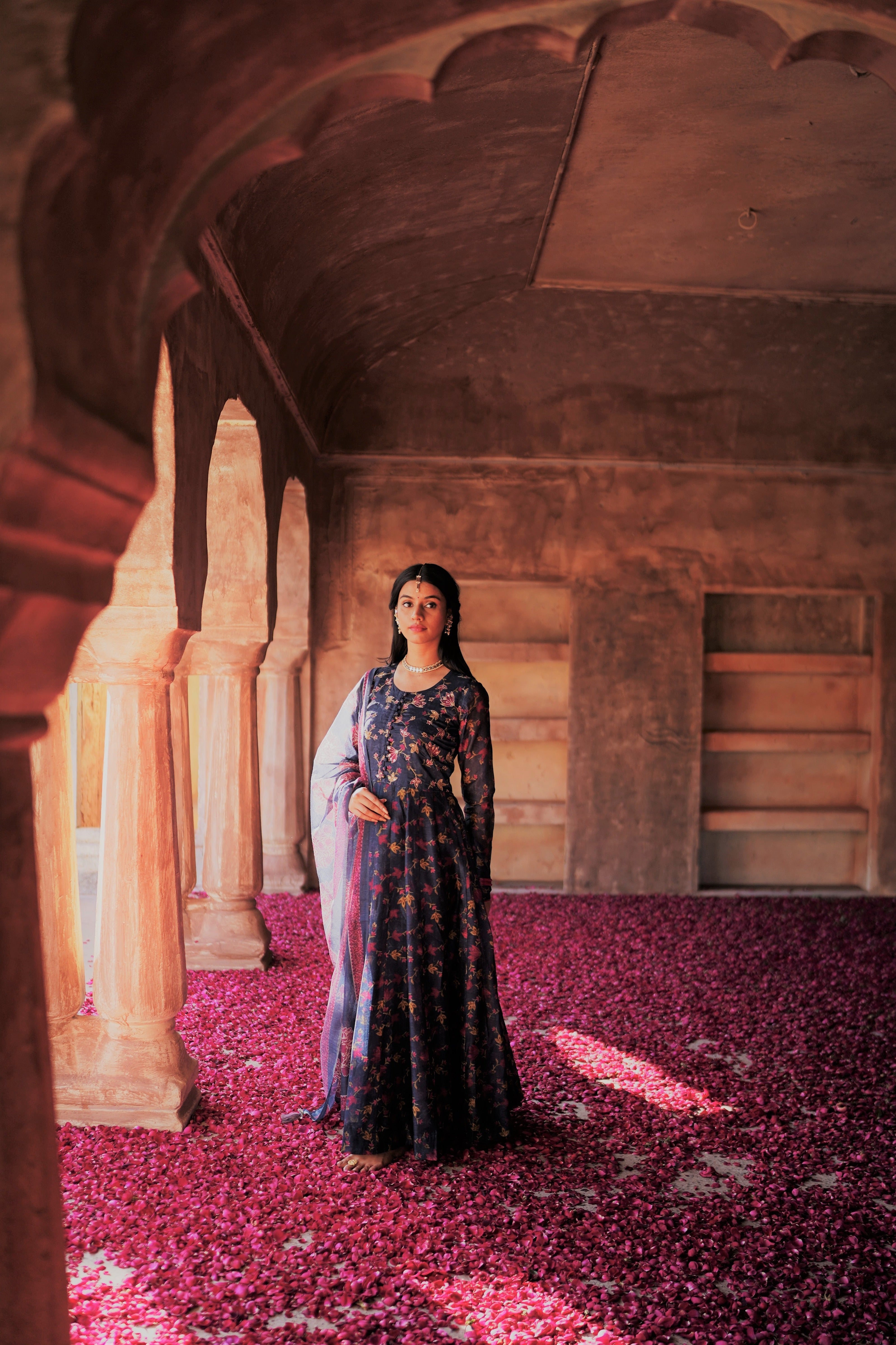 GUL ANARKALI CHANDERI DRESS WITH GOTA PATTI WORK