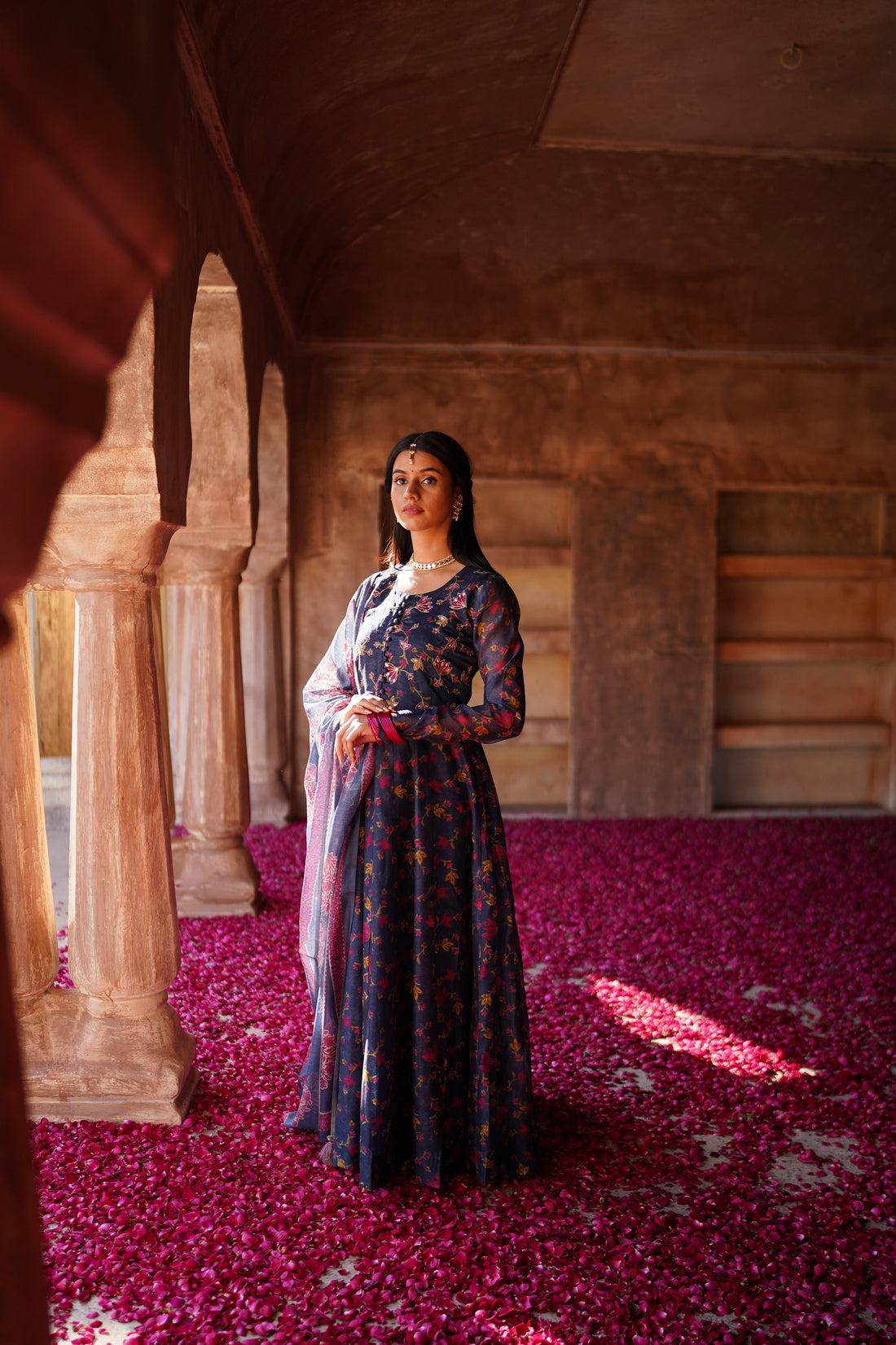 GUL ANARKALI CHANDERI DRESS WITH GOTA PATTI WORK