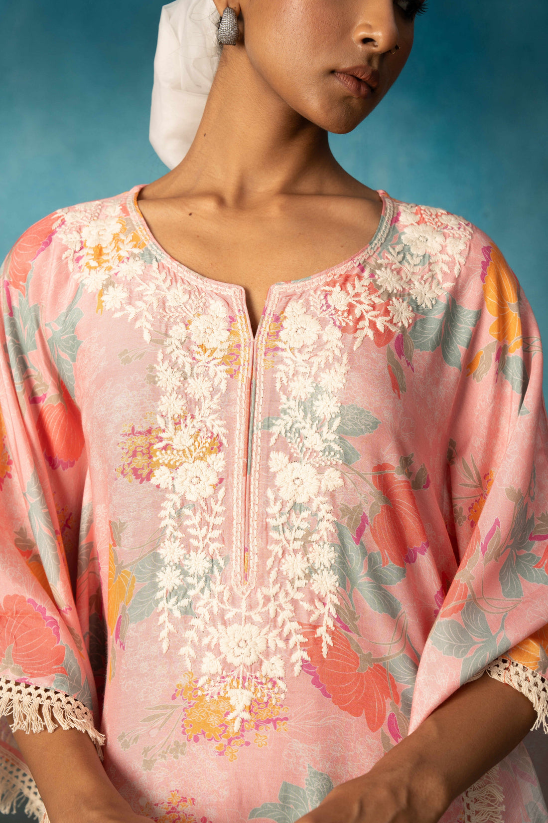 FLORESCENT PINK KAFTAN TOP WITH PANTS