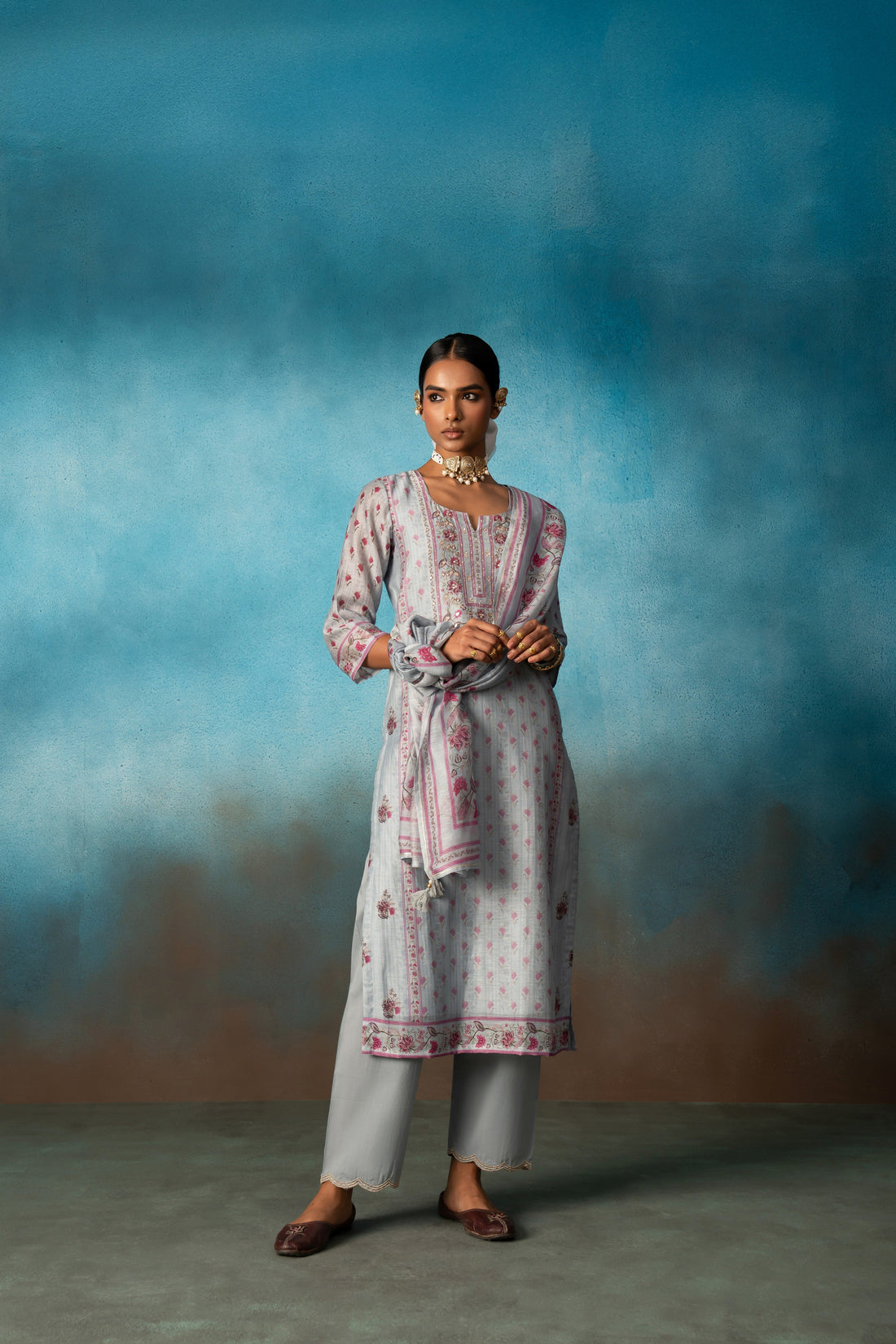 GREY LINEN KURTA SET