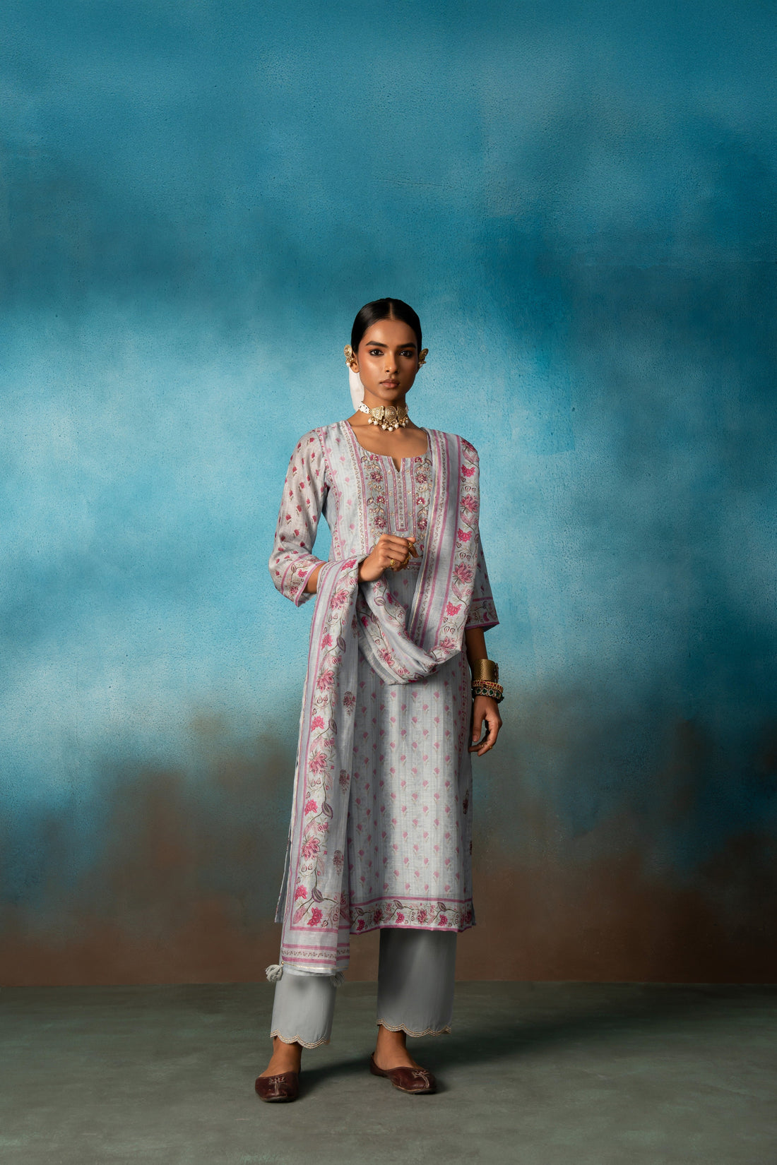 GREY LINEN KURTA SET