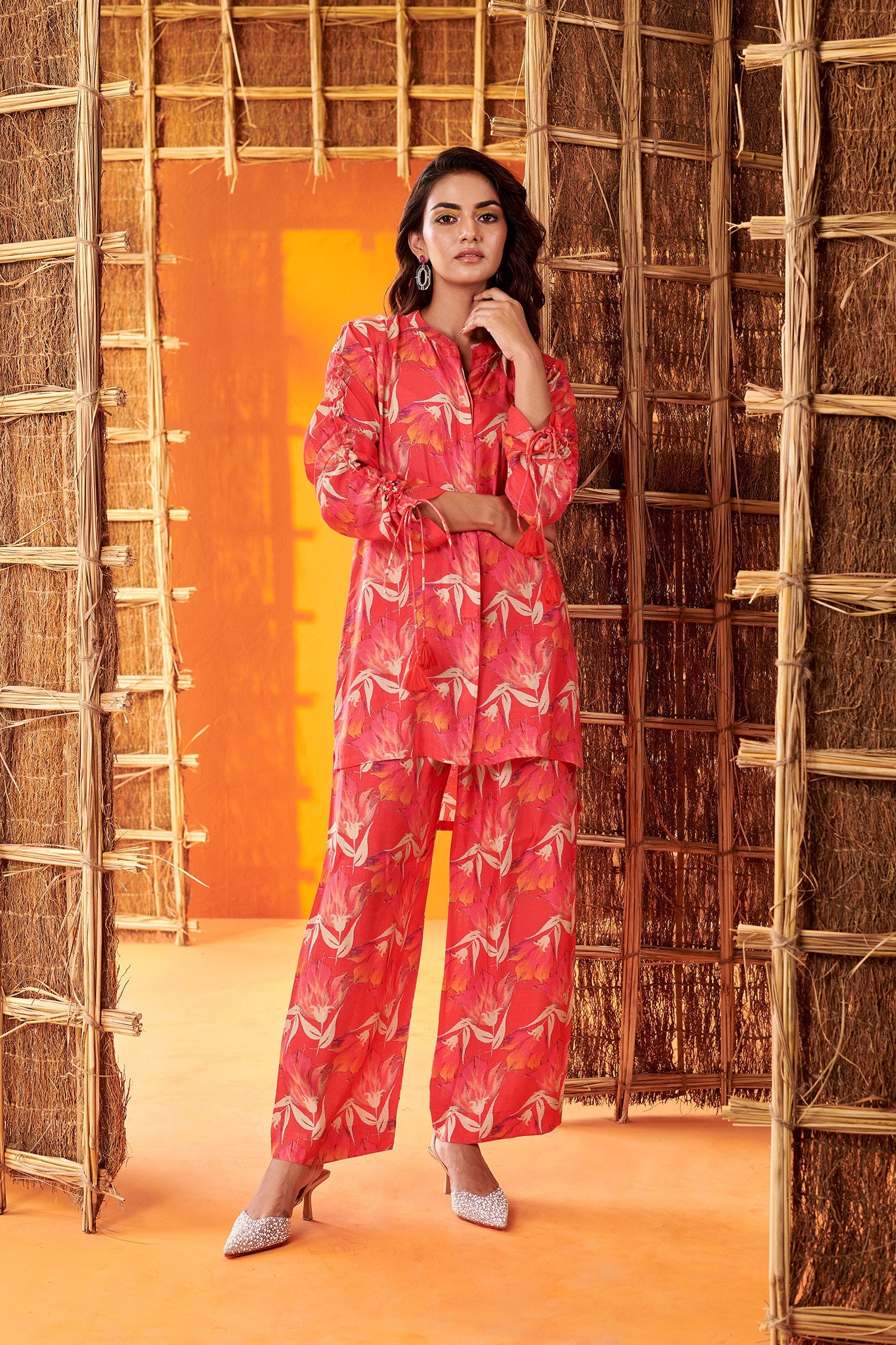 Red Floral Printed Co-ord Set