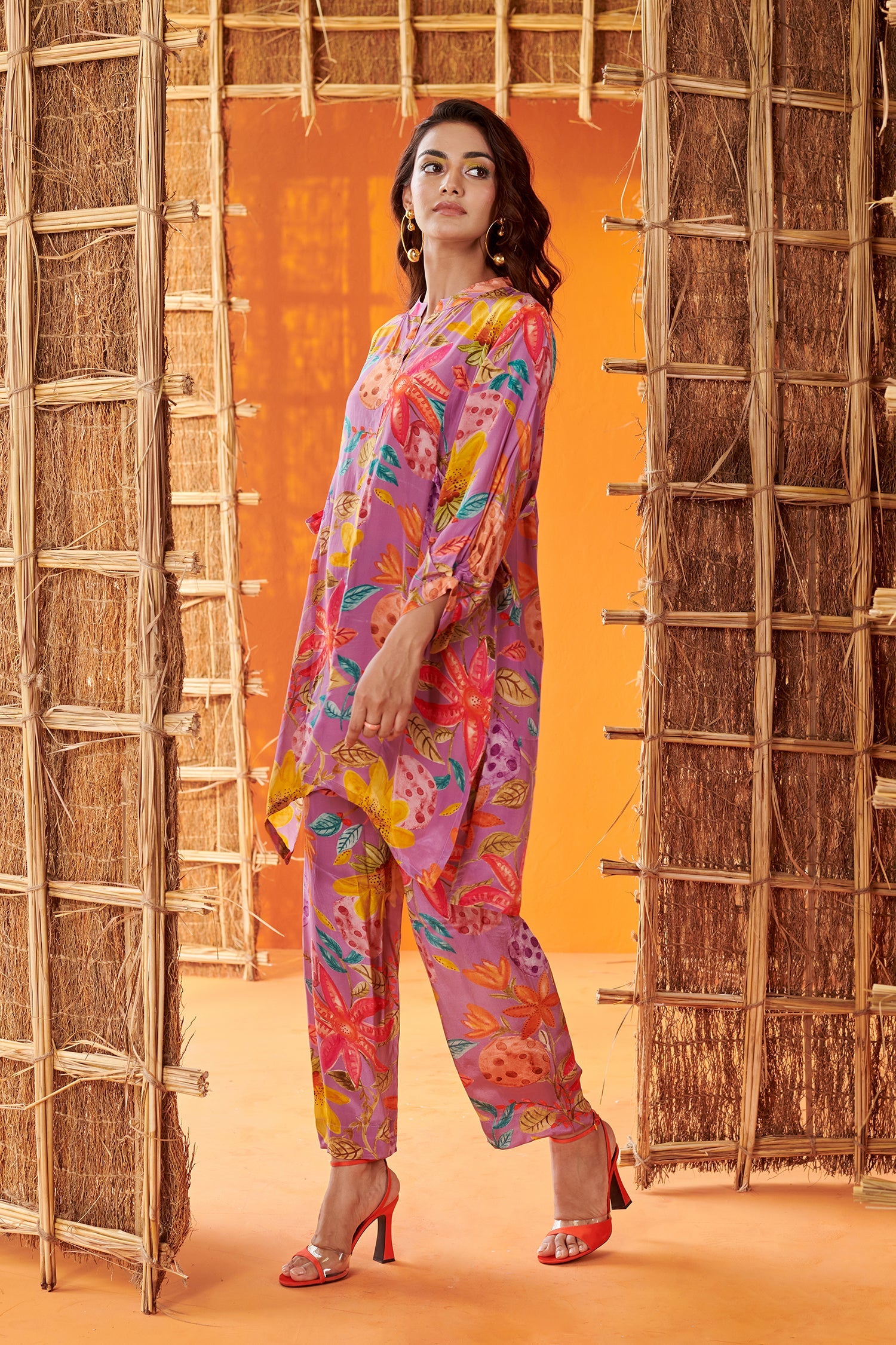 High Low Floral  Print Co-ord Set