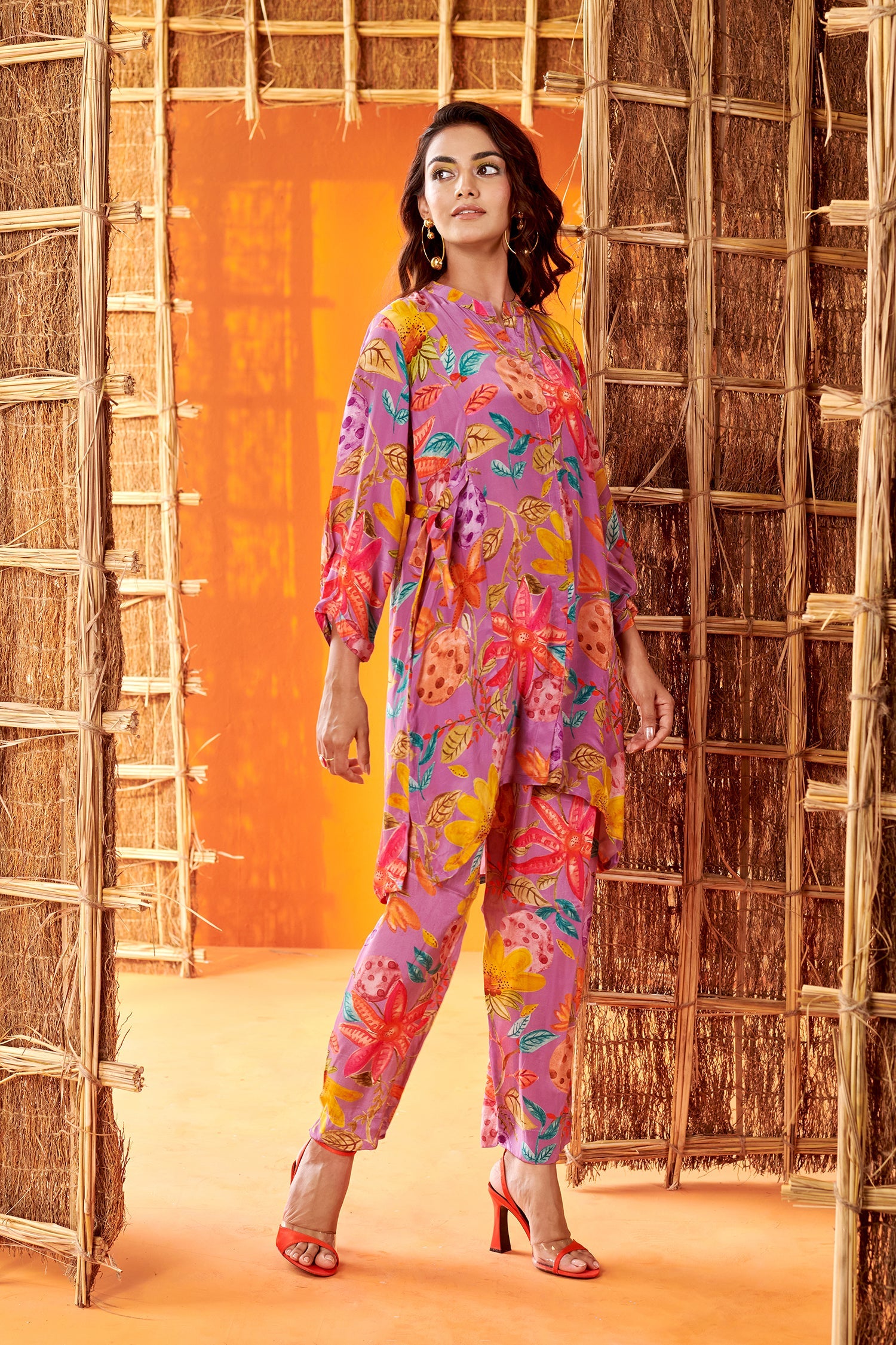 High Low Floral  Print Co-ord Set