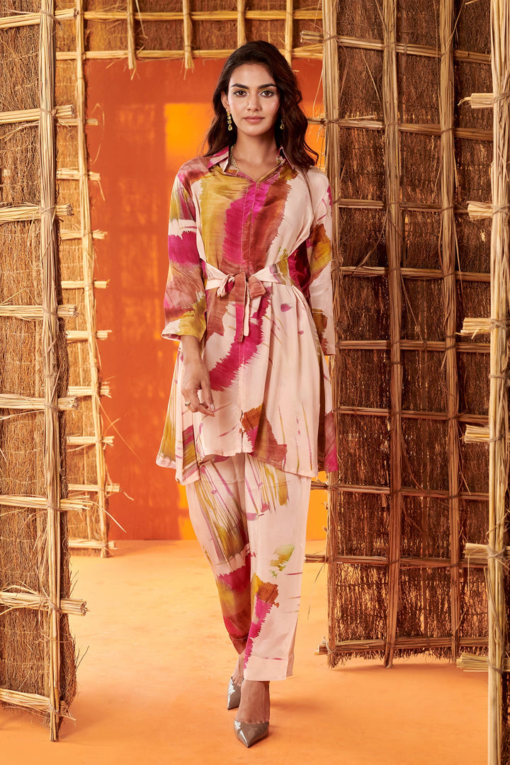 Abstract strokes Multicolor Co-ord Set