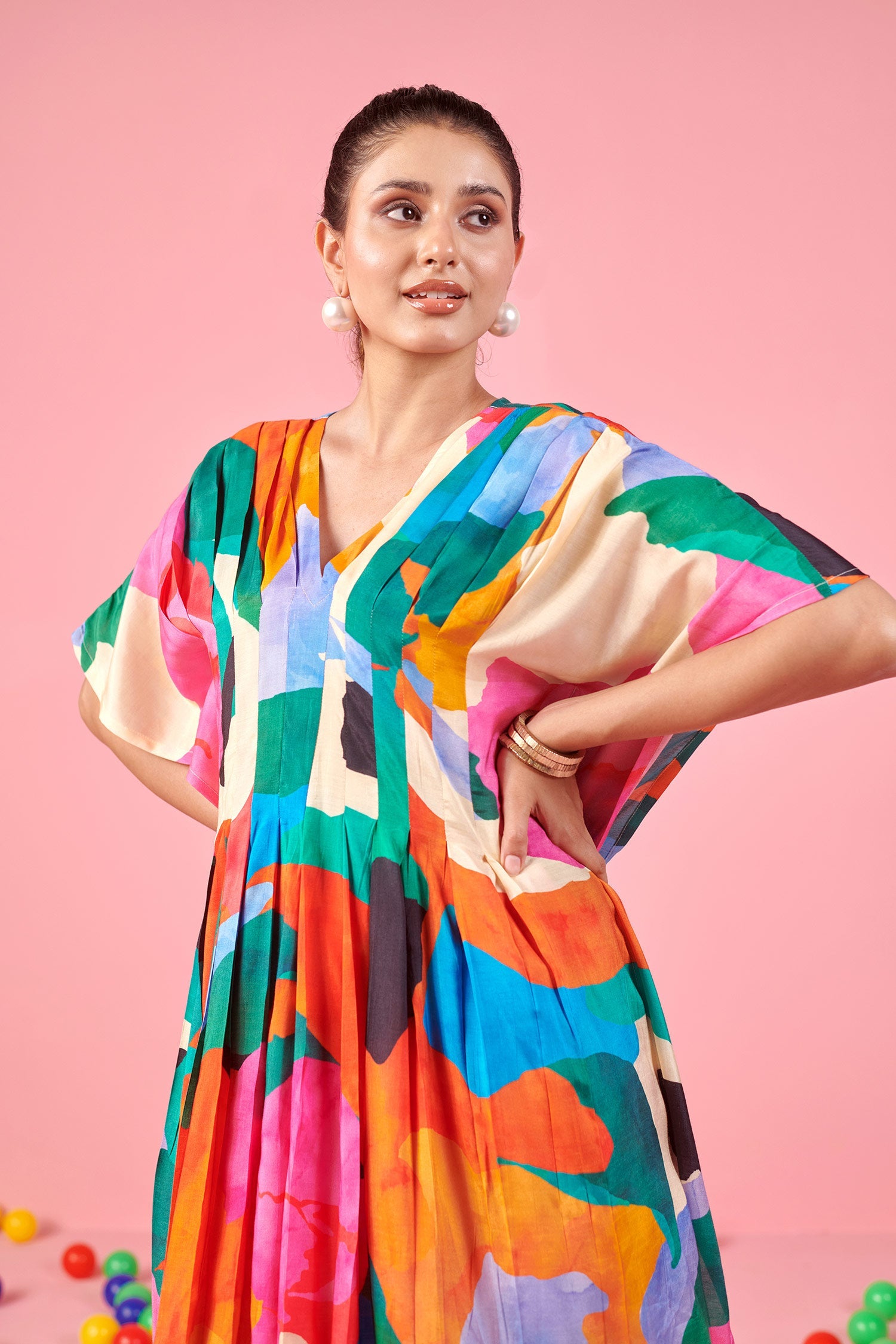 Multicolor Printed Co-ord Set In Muslin