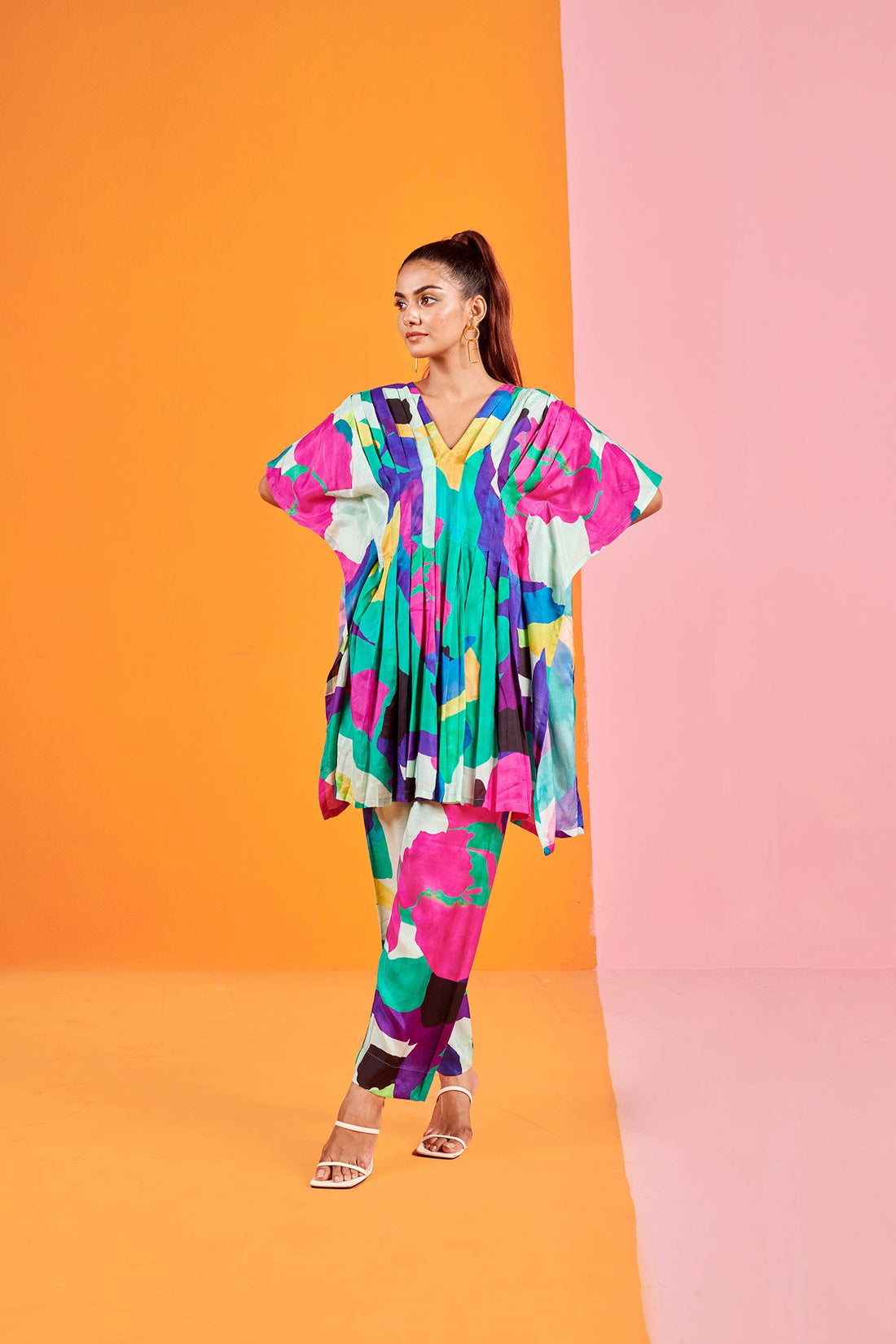Multicolor Printed Co-ord Set In Muslin