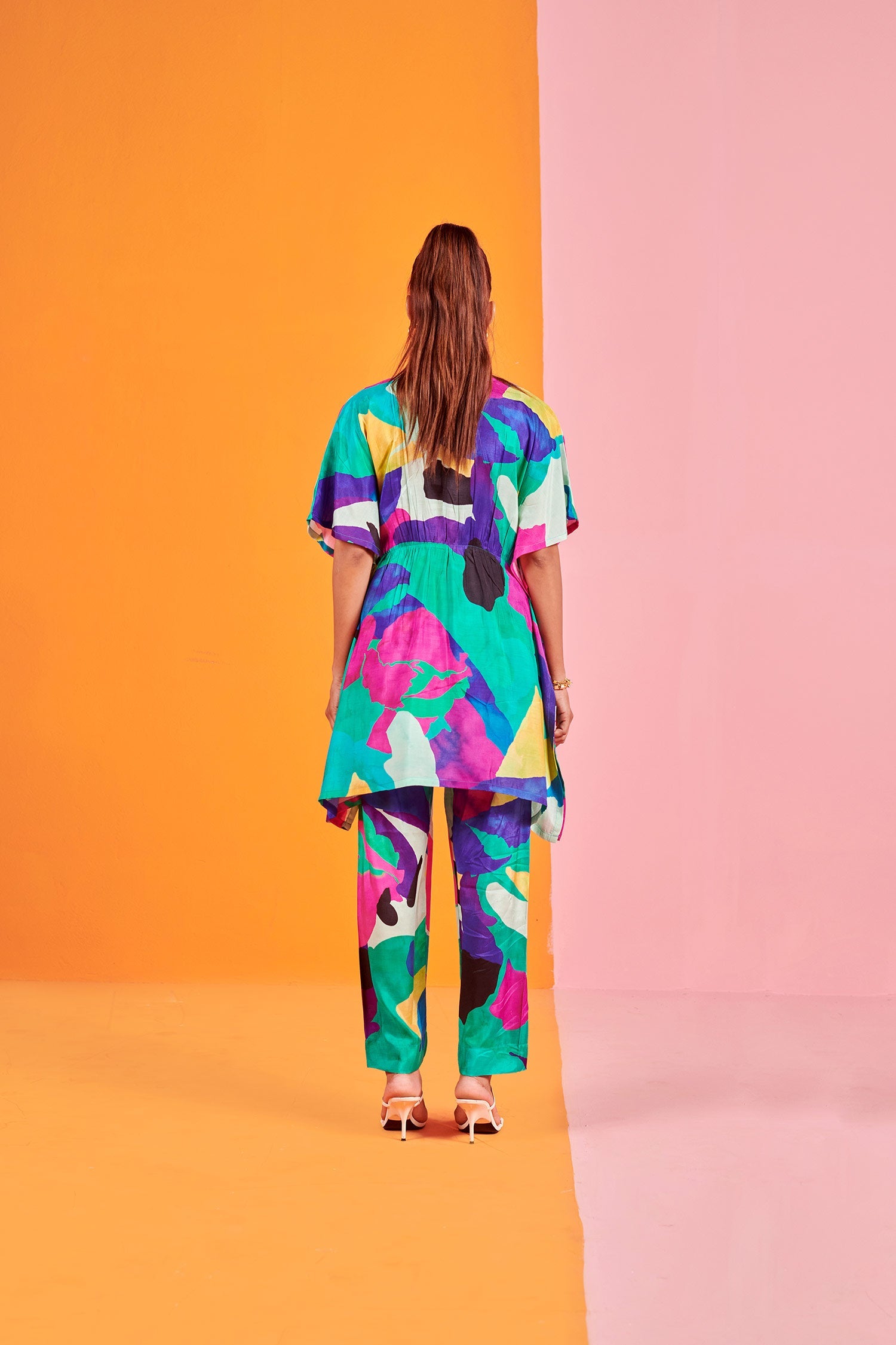 Multicolor Printed Co-ord Set In Muslin