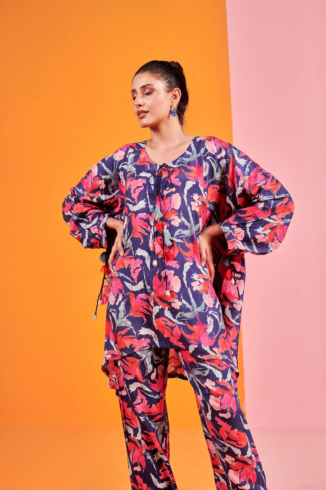 Blue Printed Muslin Co-ord set