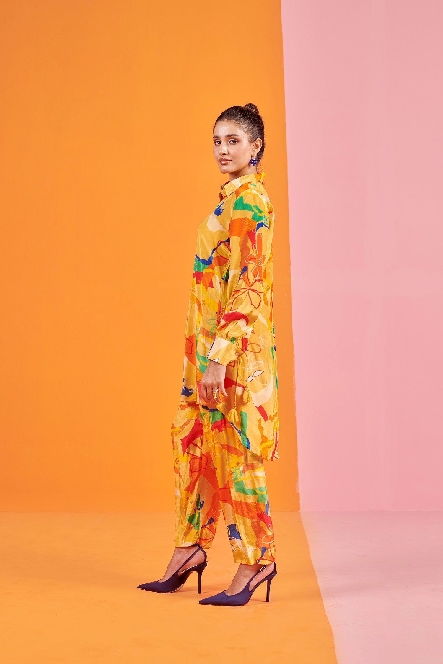 Lime yellow Printed Co-ord set