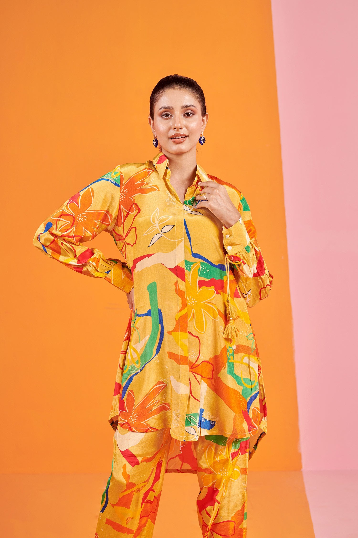 Lime yellow Printed Co-ord set
