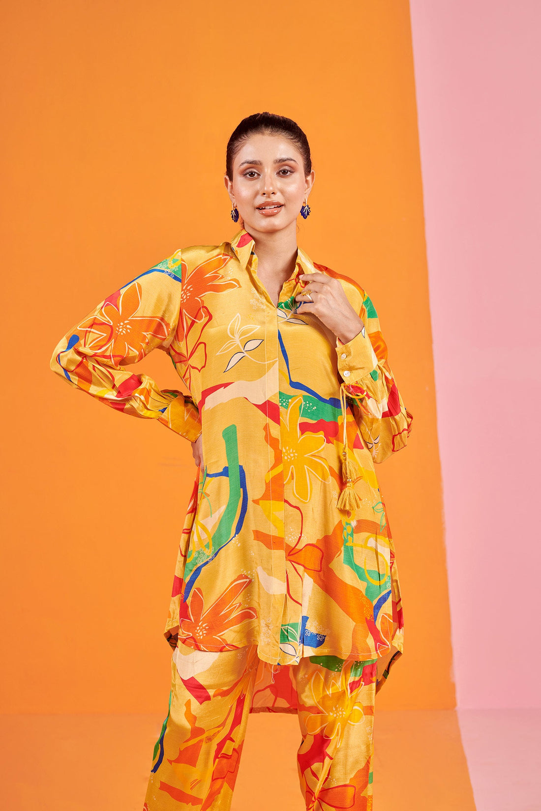 Lime yellow Printed Co-ord set