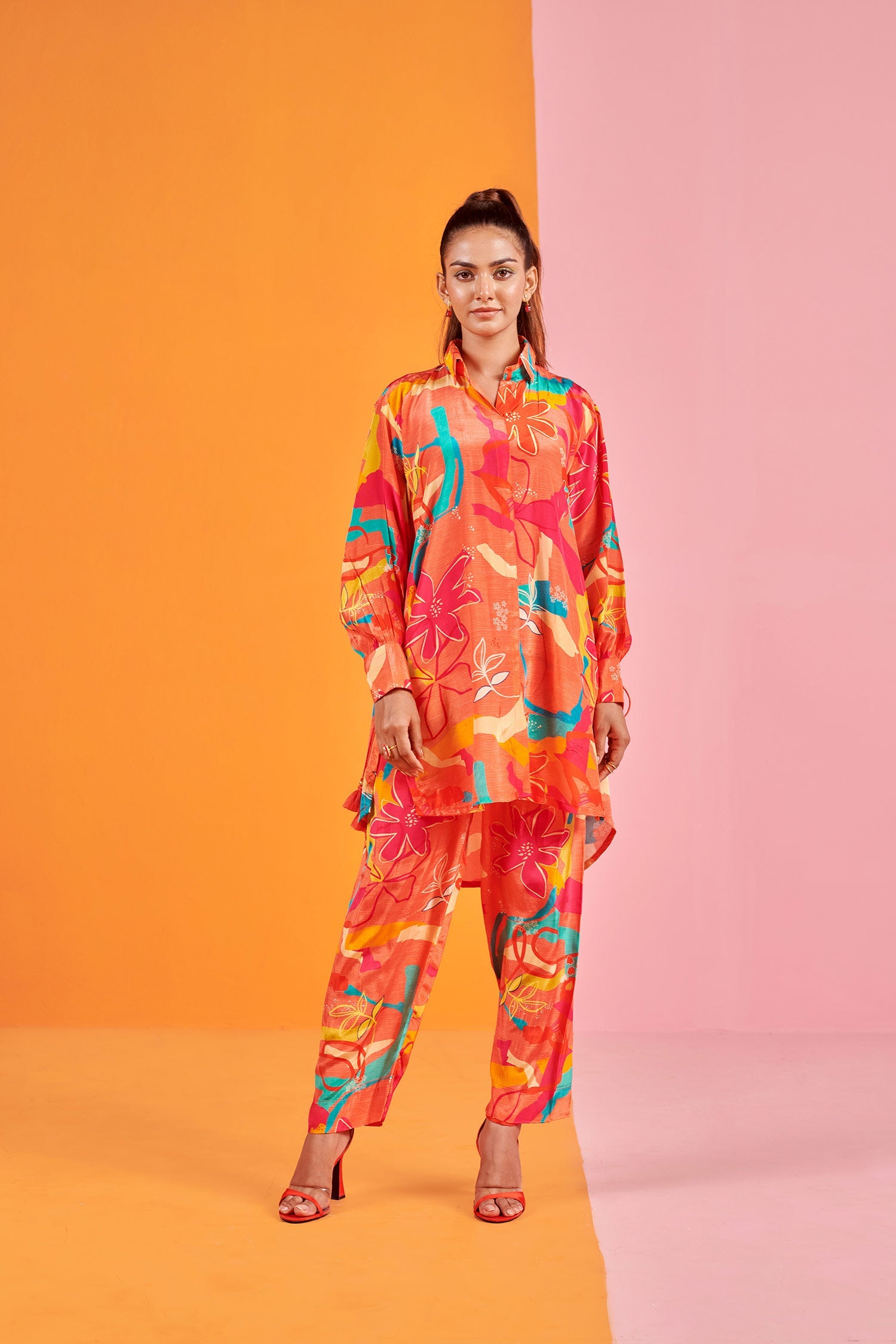 Peach Printed Co-ord set