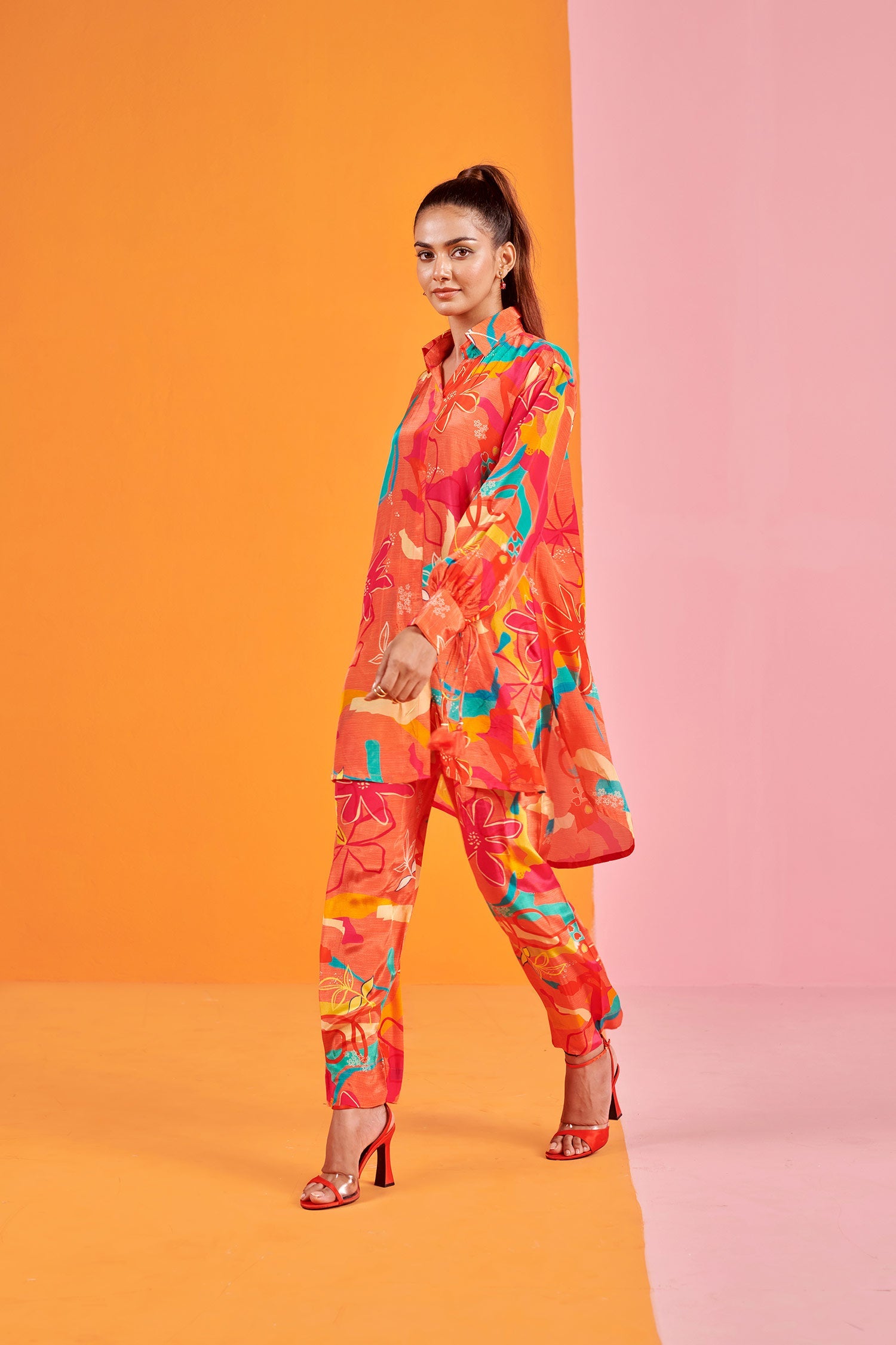 Peach Printed Co-ord set